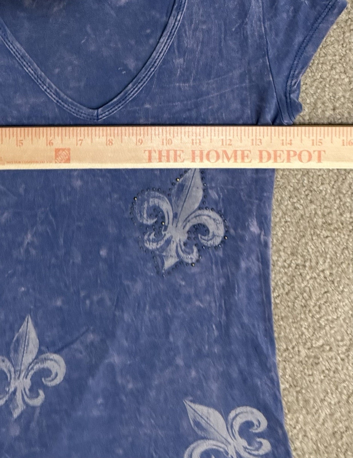 T Party Fleur De Lis Mini Dress Acid Wash Blue Grunge Gothic Rocker Tattoo Y2K S