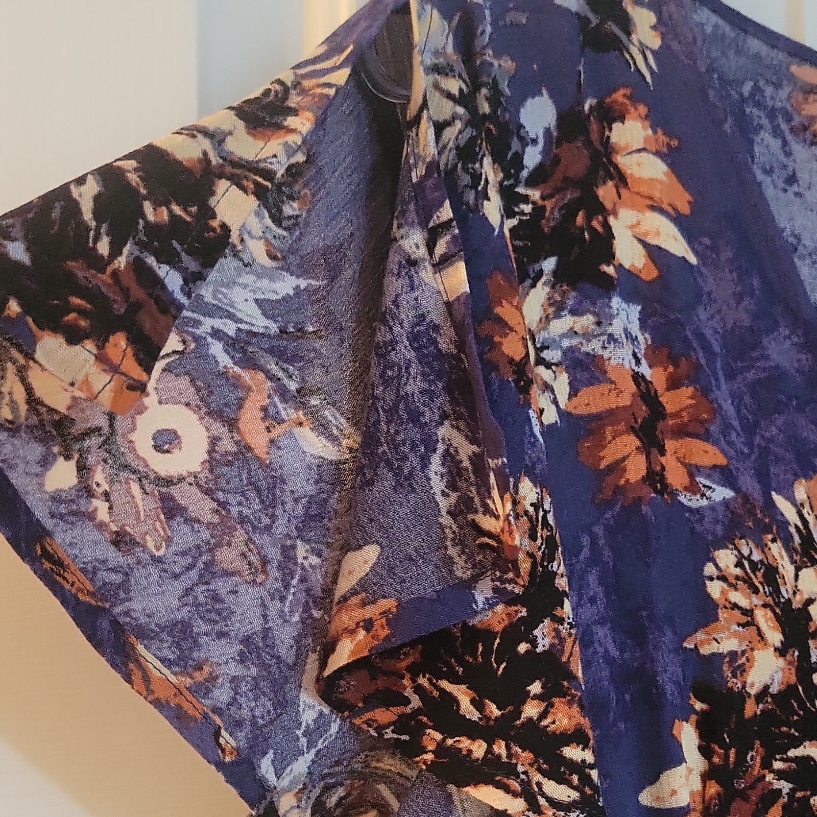 Rokoko L Periwinkle Floral Wrap Maxi Dress Boho Cottagecore Romantic Tie Waist