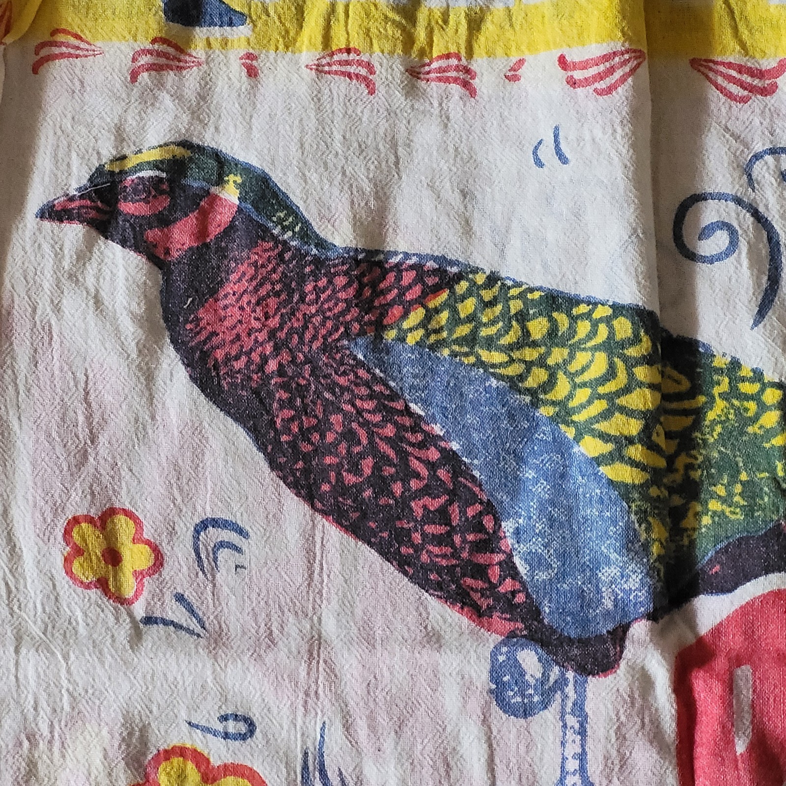 Flour Sack Dress Pheasant Vintage Look Feed Sack Garden Hippie Boho One Size