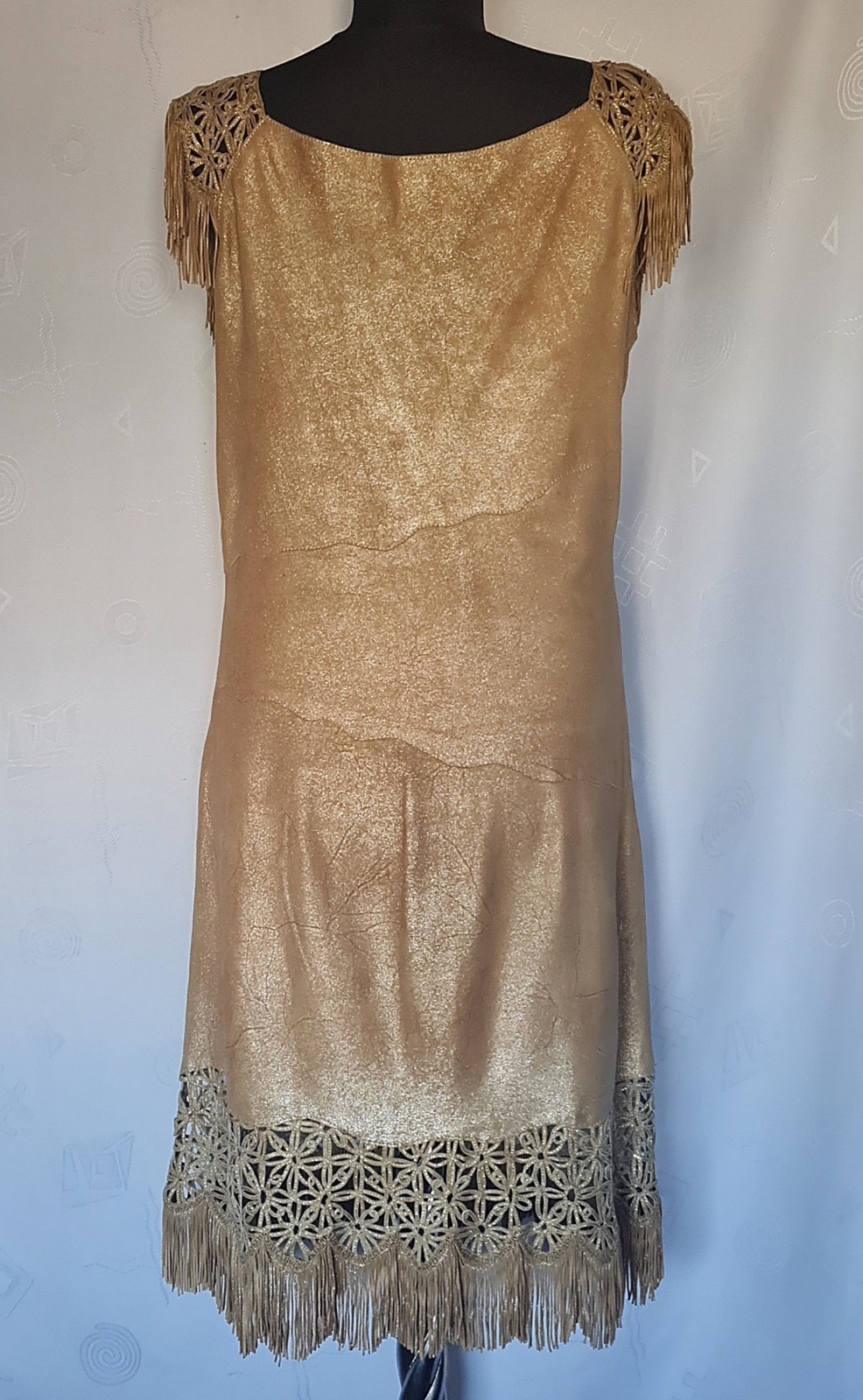 DRESS VINTAGE AUTHENTIC ITALY HIPPIE BOHHO BROWN LEATHER WOMENS US 10 EU 38