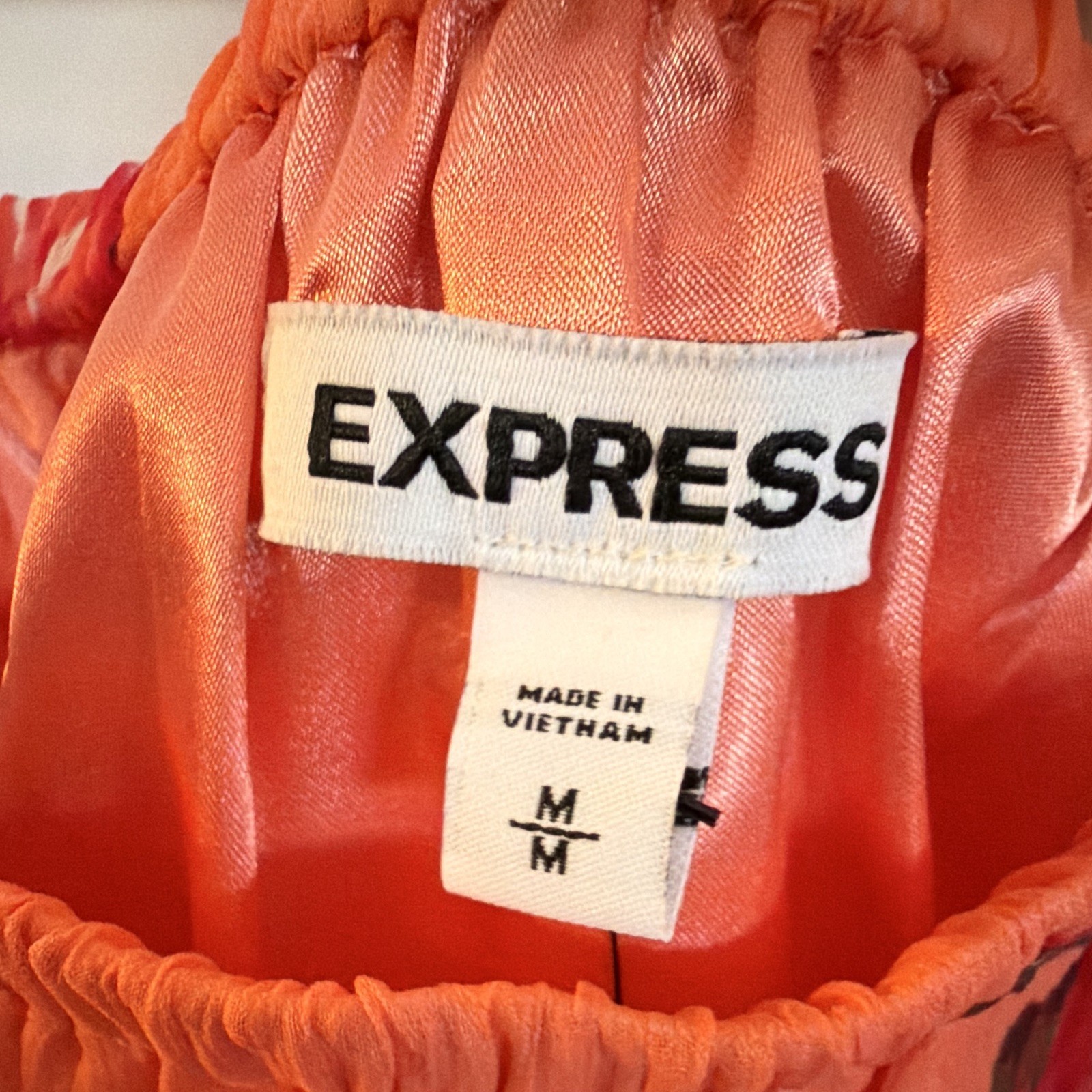 Express Floral Chiffon strapless romper Orange/Pink Ruffle M