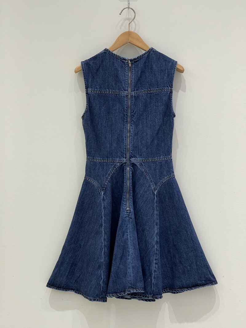 Self-Portrait Round Neck Sleeveless Tank Dress Denim Dress for Ladies