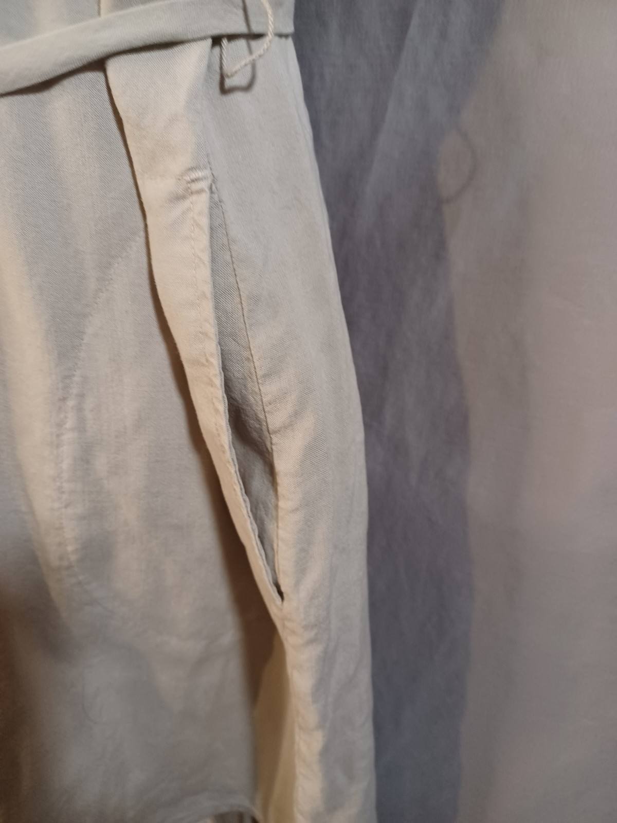 Cloth And Stone Beige Shirt Dress M Belted Waist Rolled Short Sleeve NWT