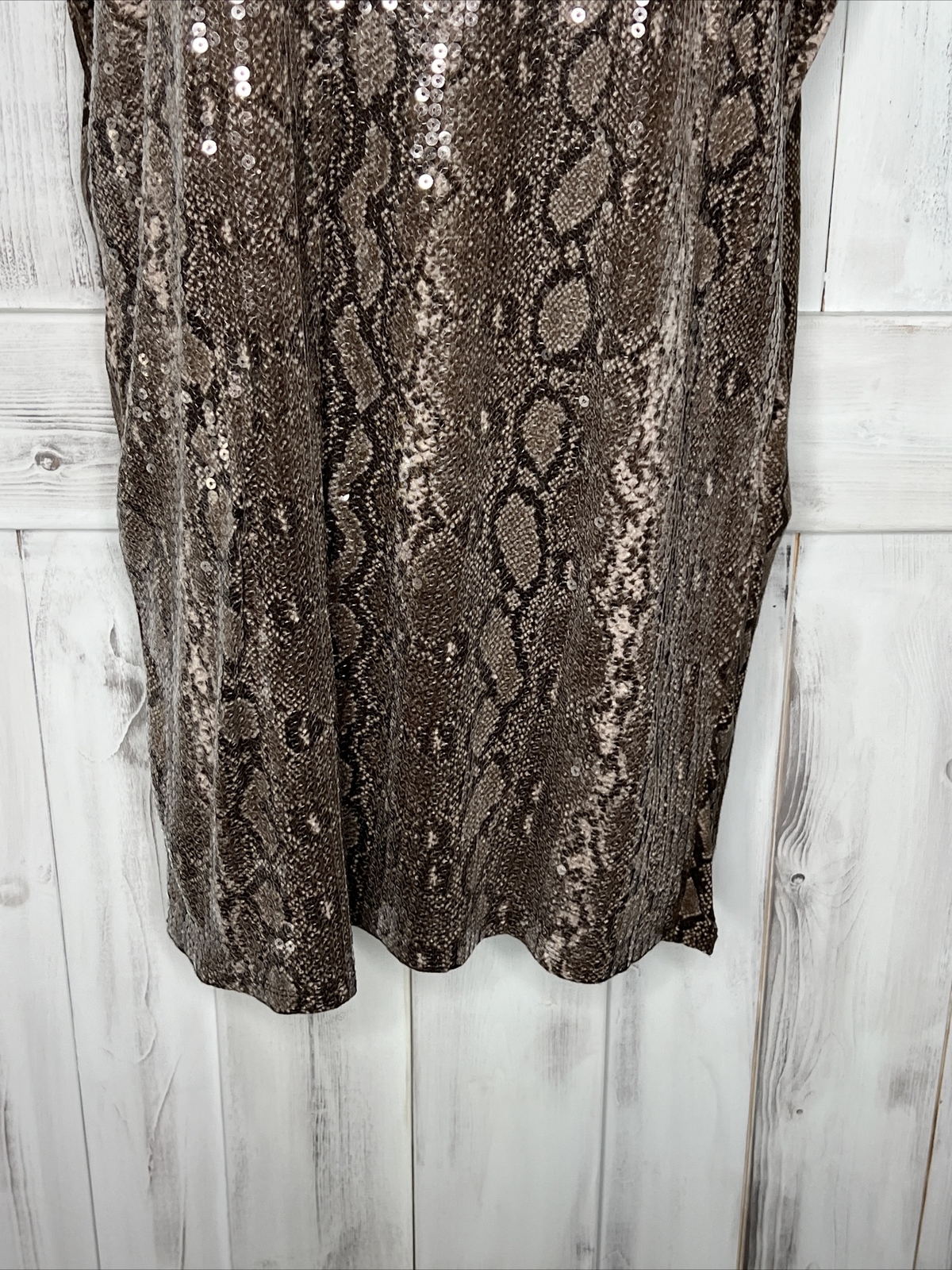 Womens Michael Kors Gray Reptile Snakeskin Python Sequin Mini Shift Dress Small