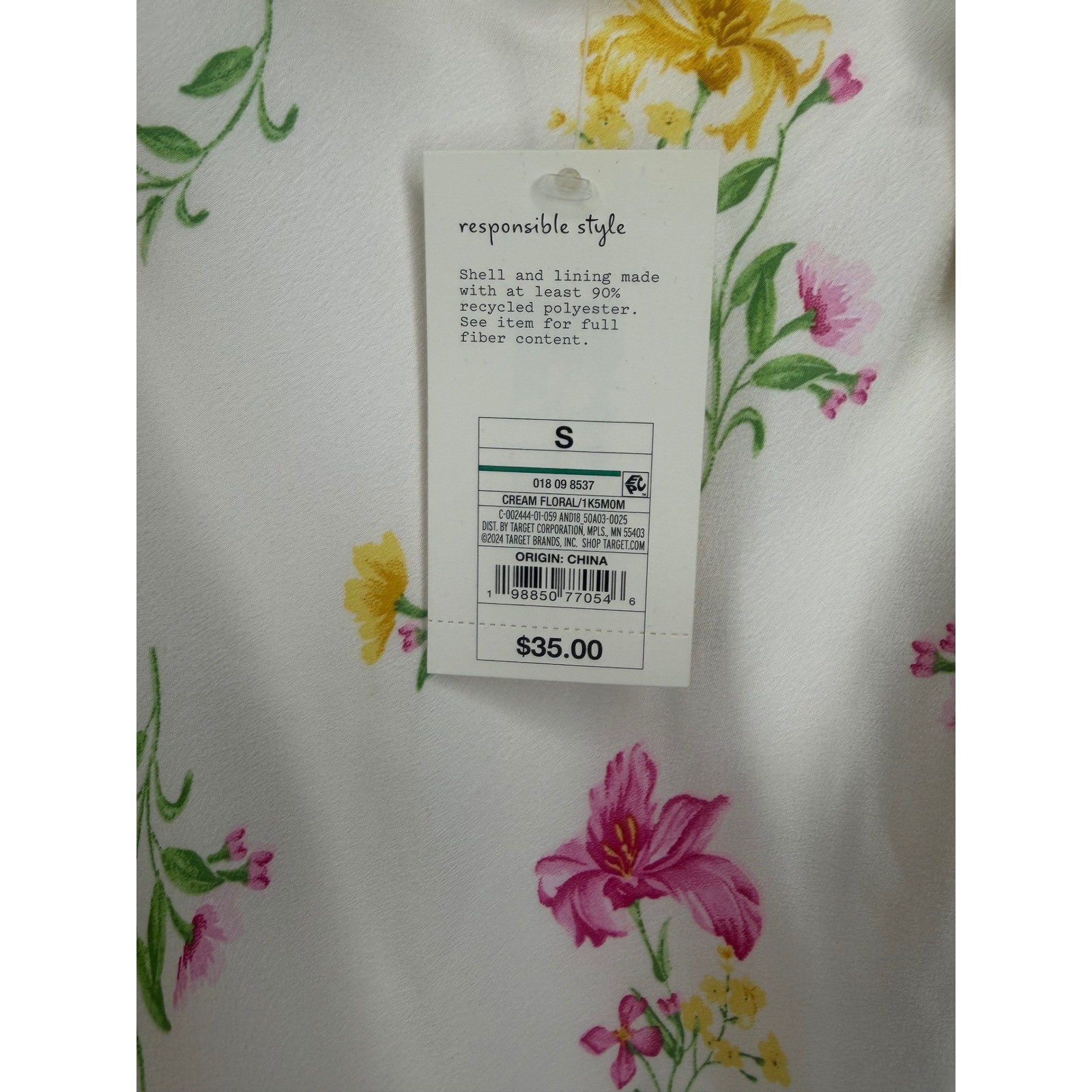 A New Day Cream Floral Ruffle Shoulder Midi Dress NWT Small