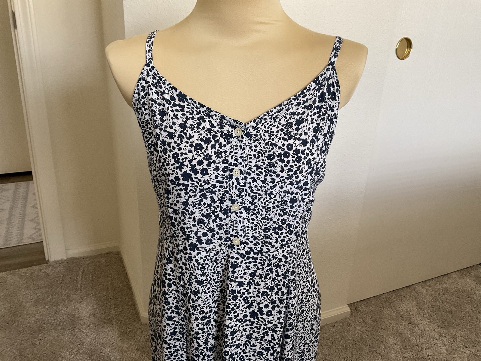 Gap Blue White Floral Fit & Flare Cami Sundress Dress Size M