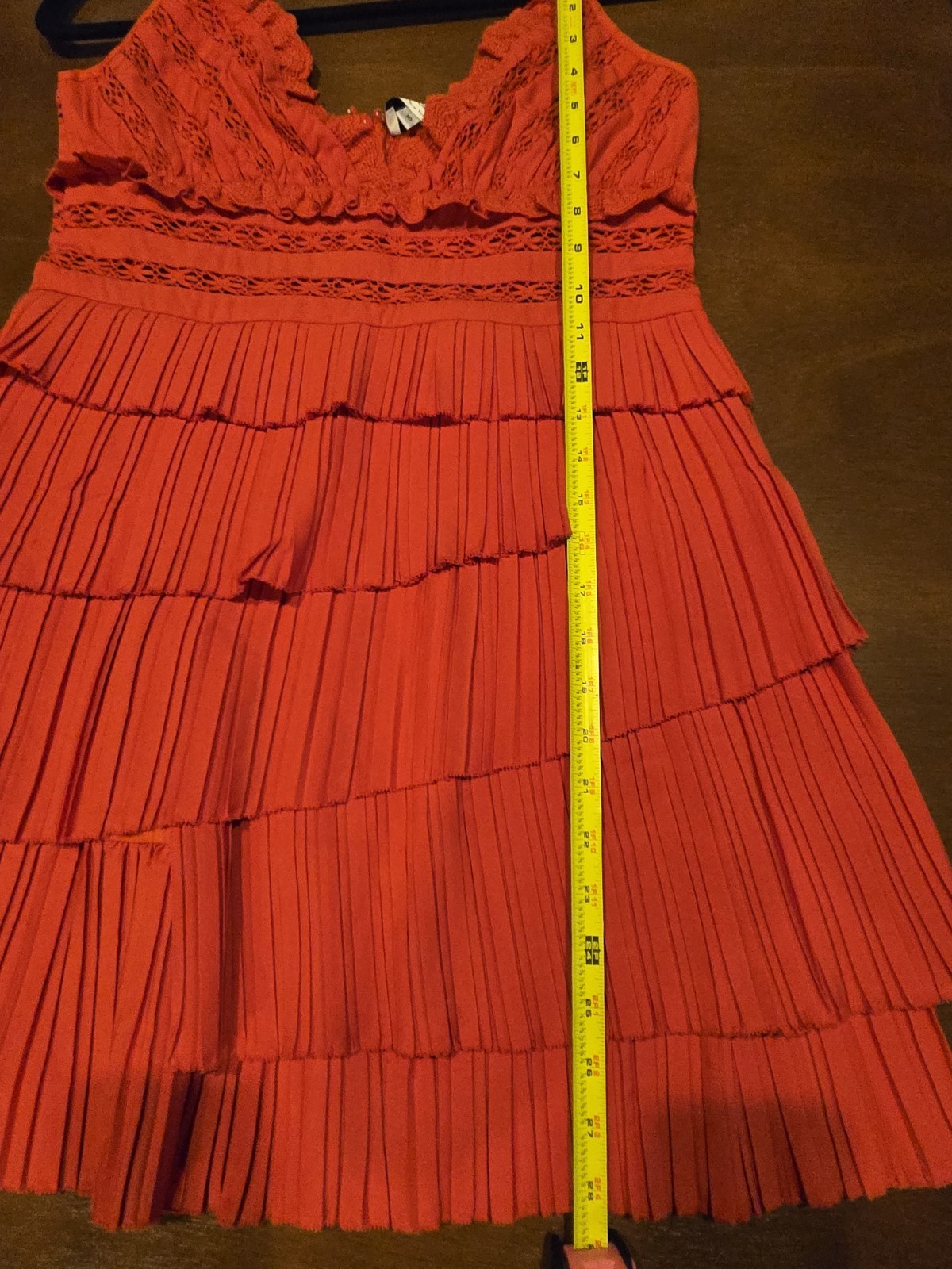 Sea Womens Antonina Solid Cotton Blend Ruffled Tiered Mini Dress – Red Size 10