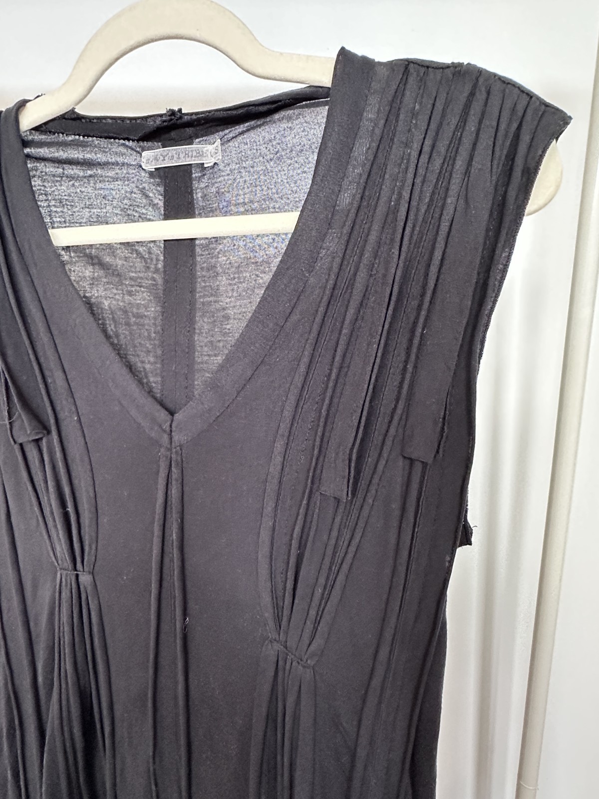 My Tribe Whimsigoth Boho Pleated Detail Sleeveless Little Black Dress Tunic Sz S