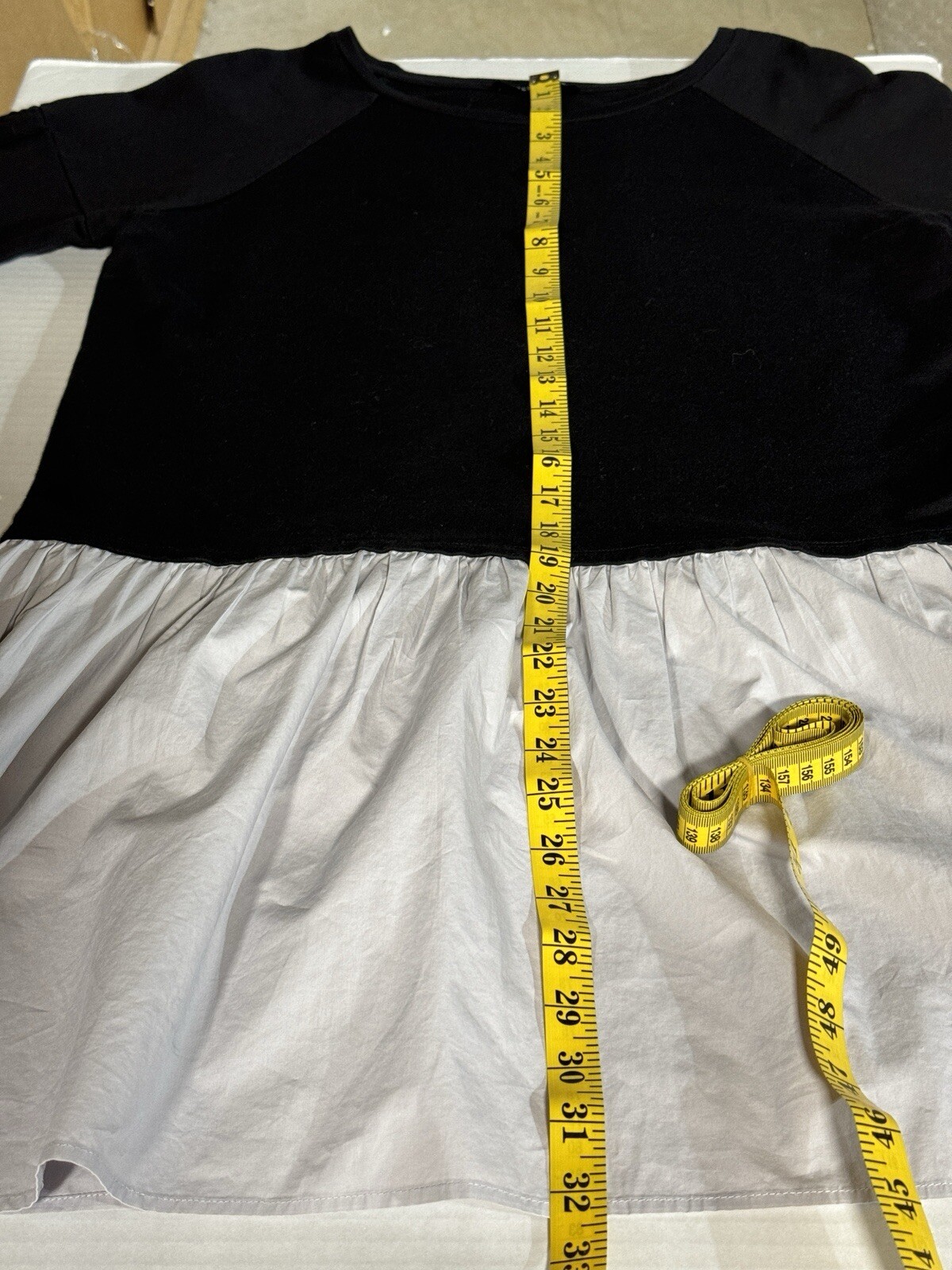 After Market Black Ruffle Sleeve Layered Dress Top Women Size Large New 32”