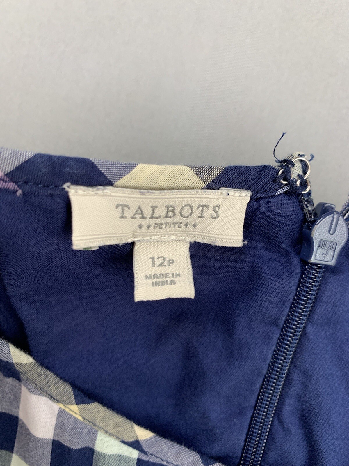 Talbots Womens Dress 12 Petite Rainbow Gingham Twee Easter Wedding Spring Blue