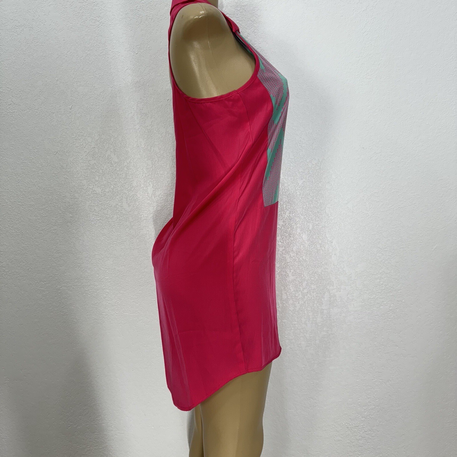 GLAM Pink Multi Button Sleeveless Dress Shirt Womens Size S Casual New Tunic