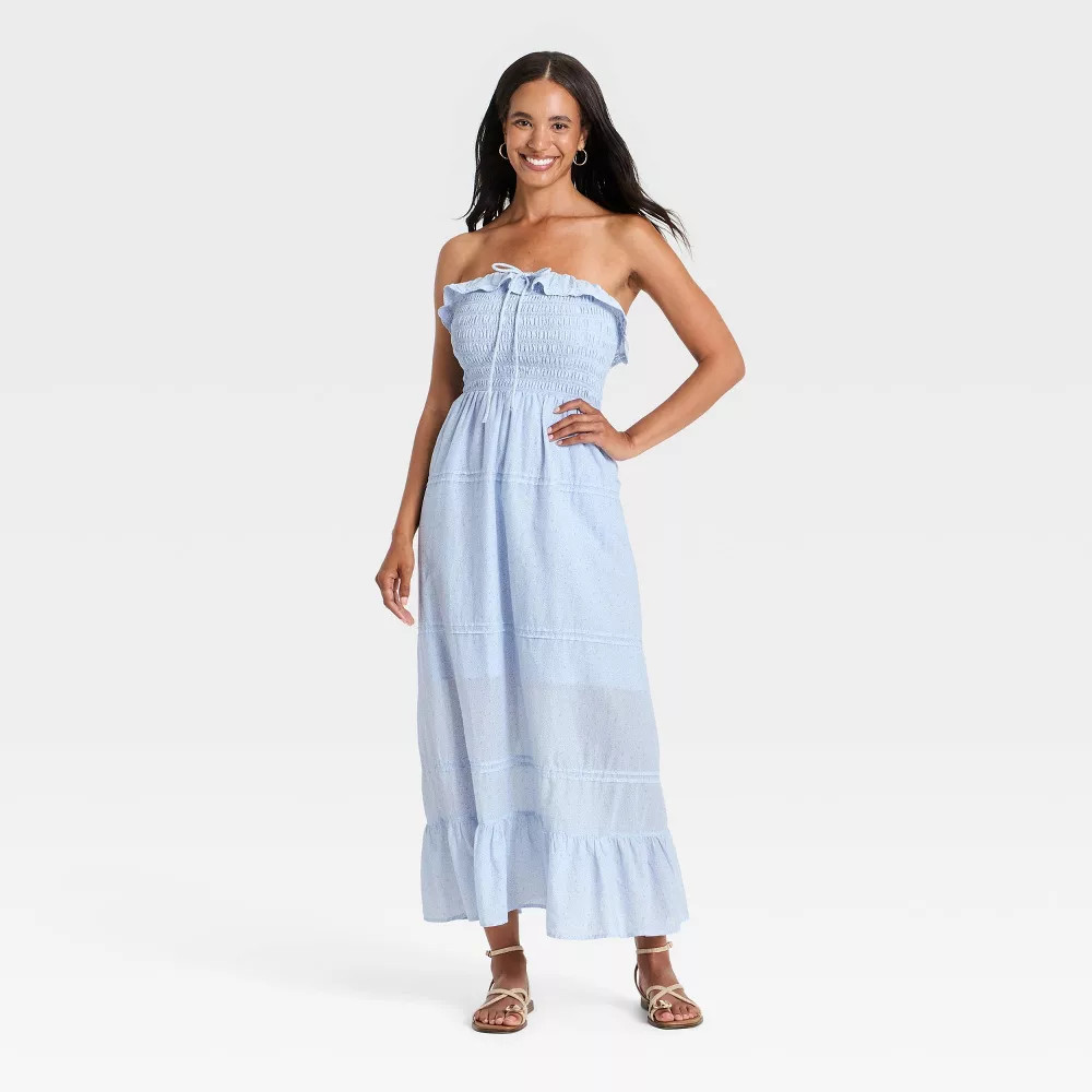 Women Cotton Maxi Pullover Sundress – Universal Thread Blue XS