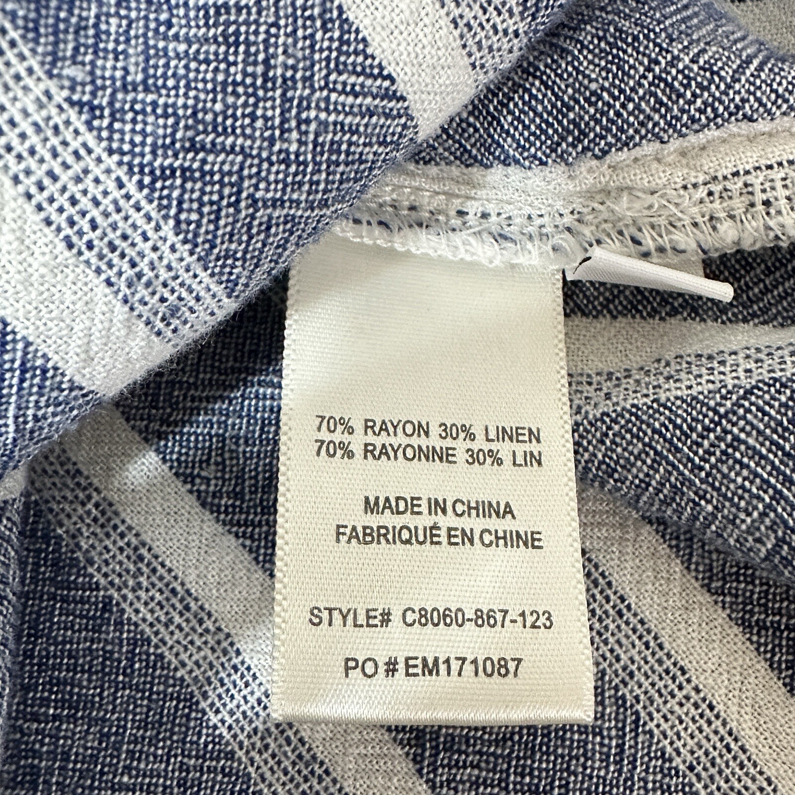 Cloth & Stone Stripe Tunic Dress Womens Small Blue Linen Blend Beach Vacation