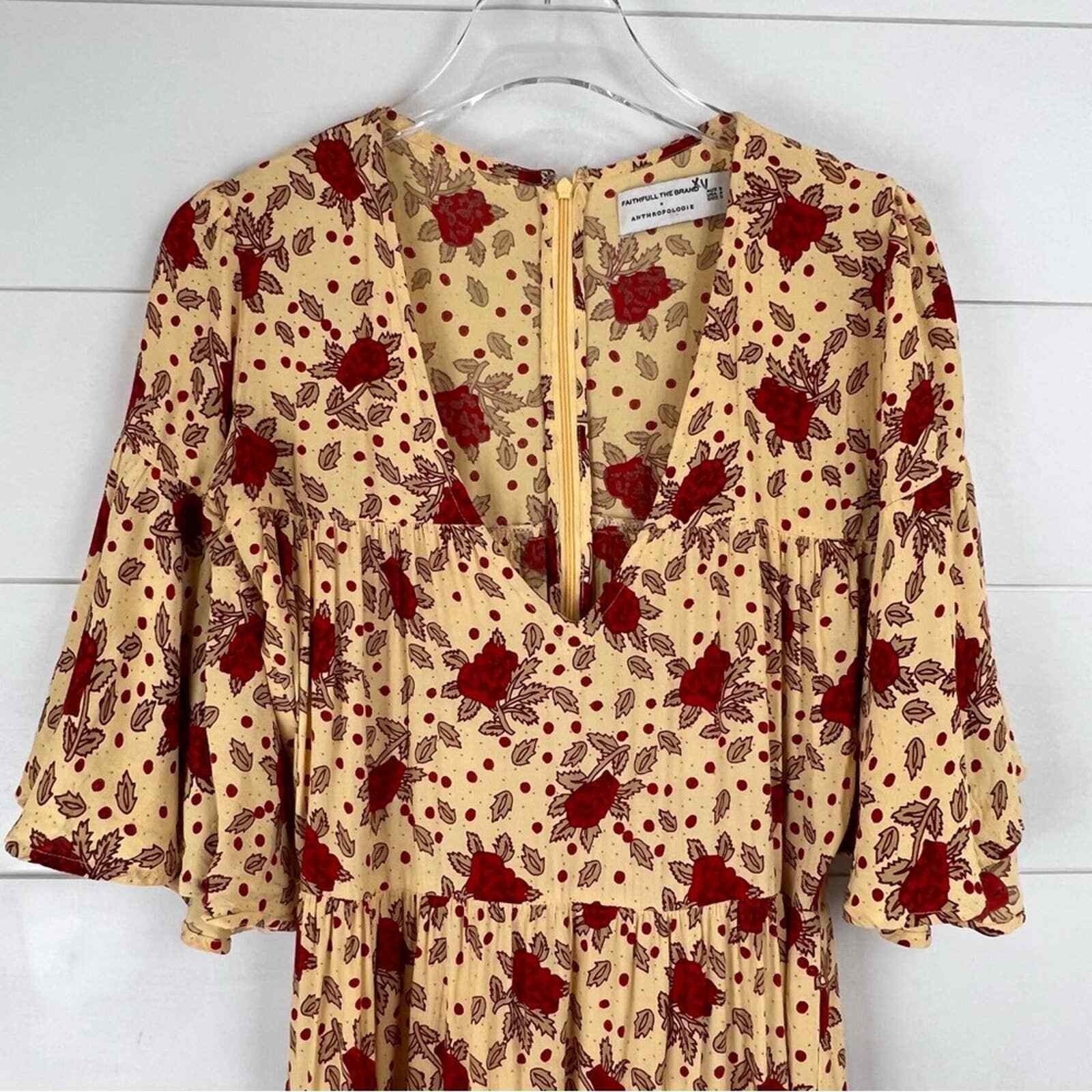 Faithfull The Brand Anthropologie Melia Midi Dress Women 4 Boho Rose Garden