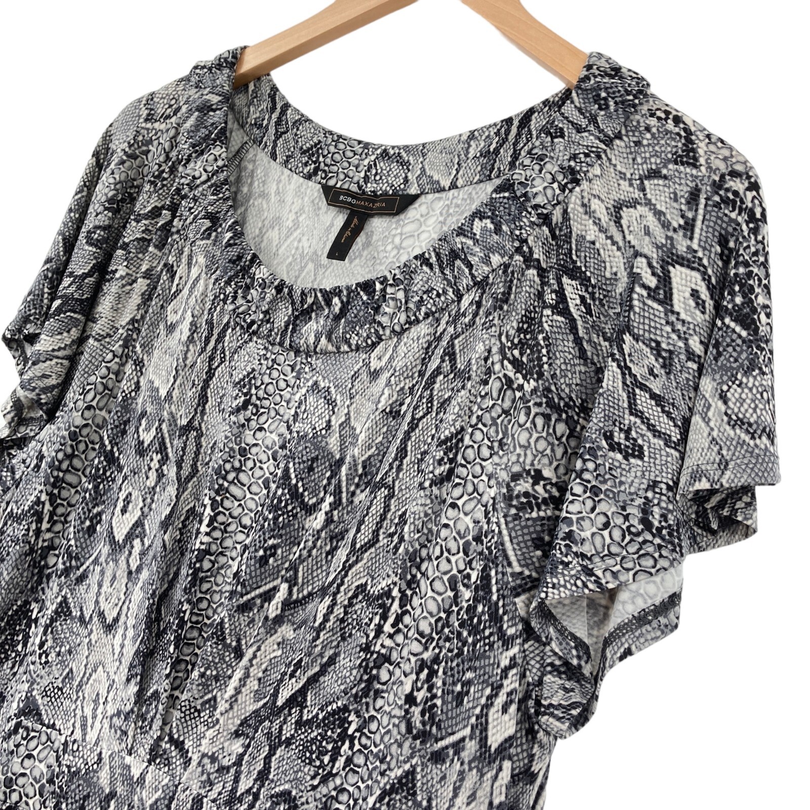 BCBGMAXAZRIA Shift Dress Womens Large White Black Cap Sleeve Pullover w/ Pockets