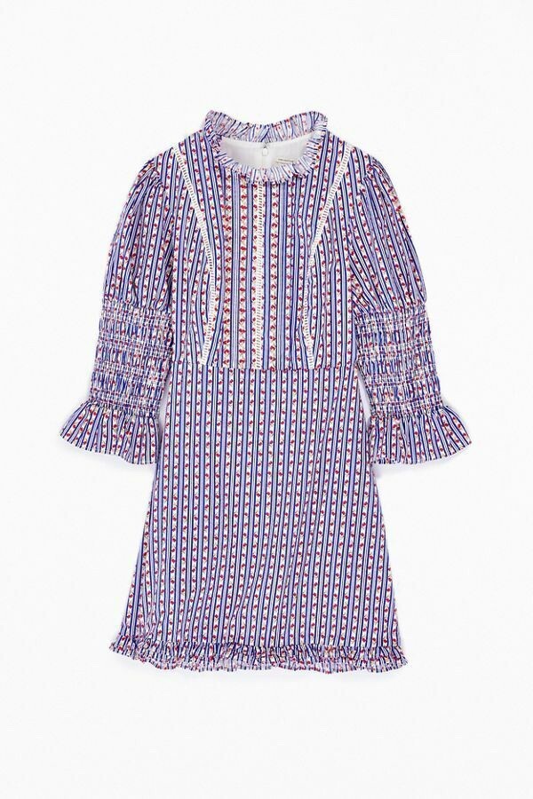 Laura Ashley Prairie Dress Floral Spring Cottagecore Homestead 100% Cotton Blue