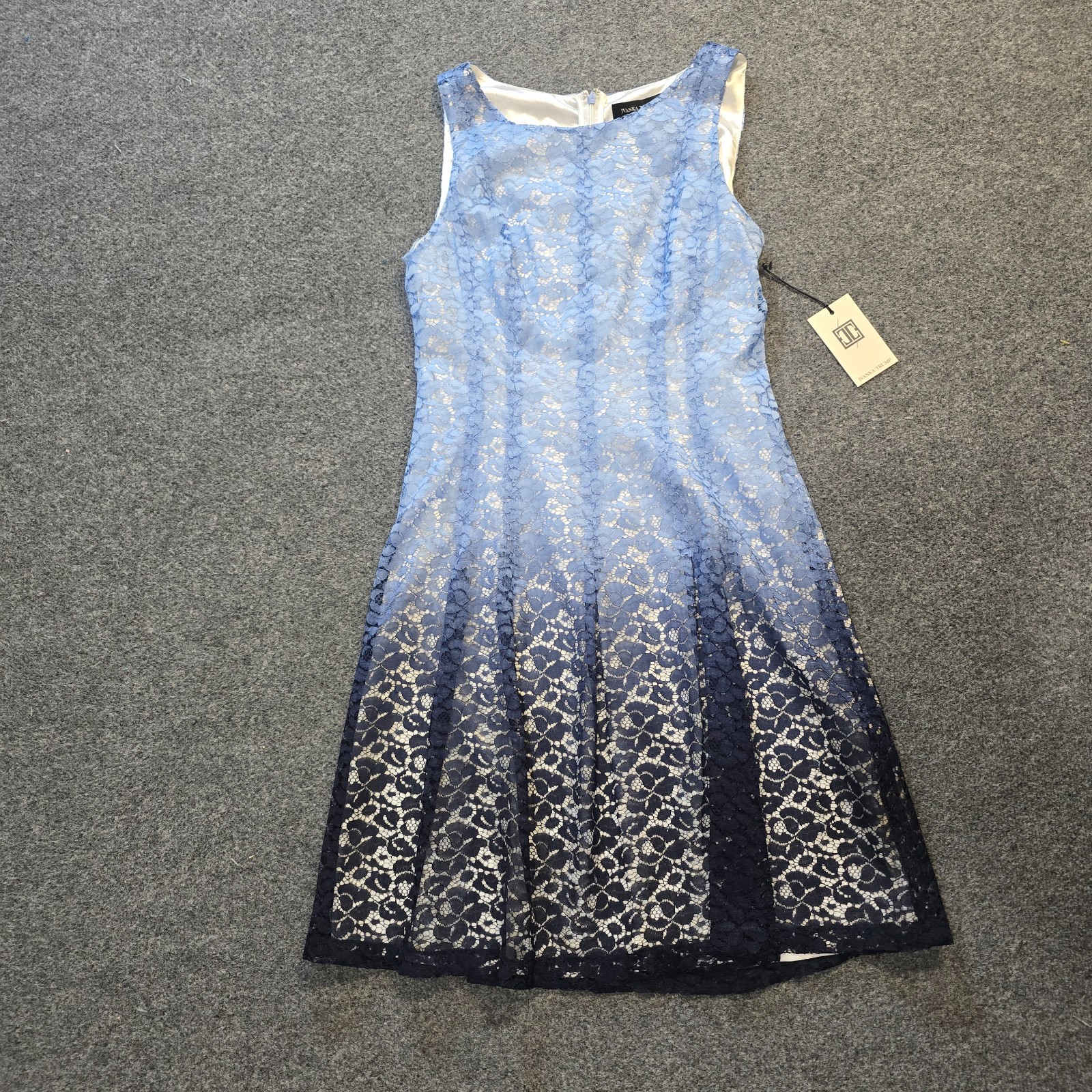 Ivanka Trump Dress Womens Size 8 Blue Ombre Lace Lined Sleeveless Classic A Line
