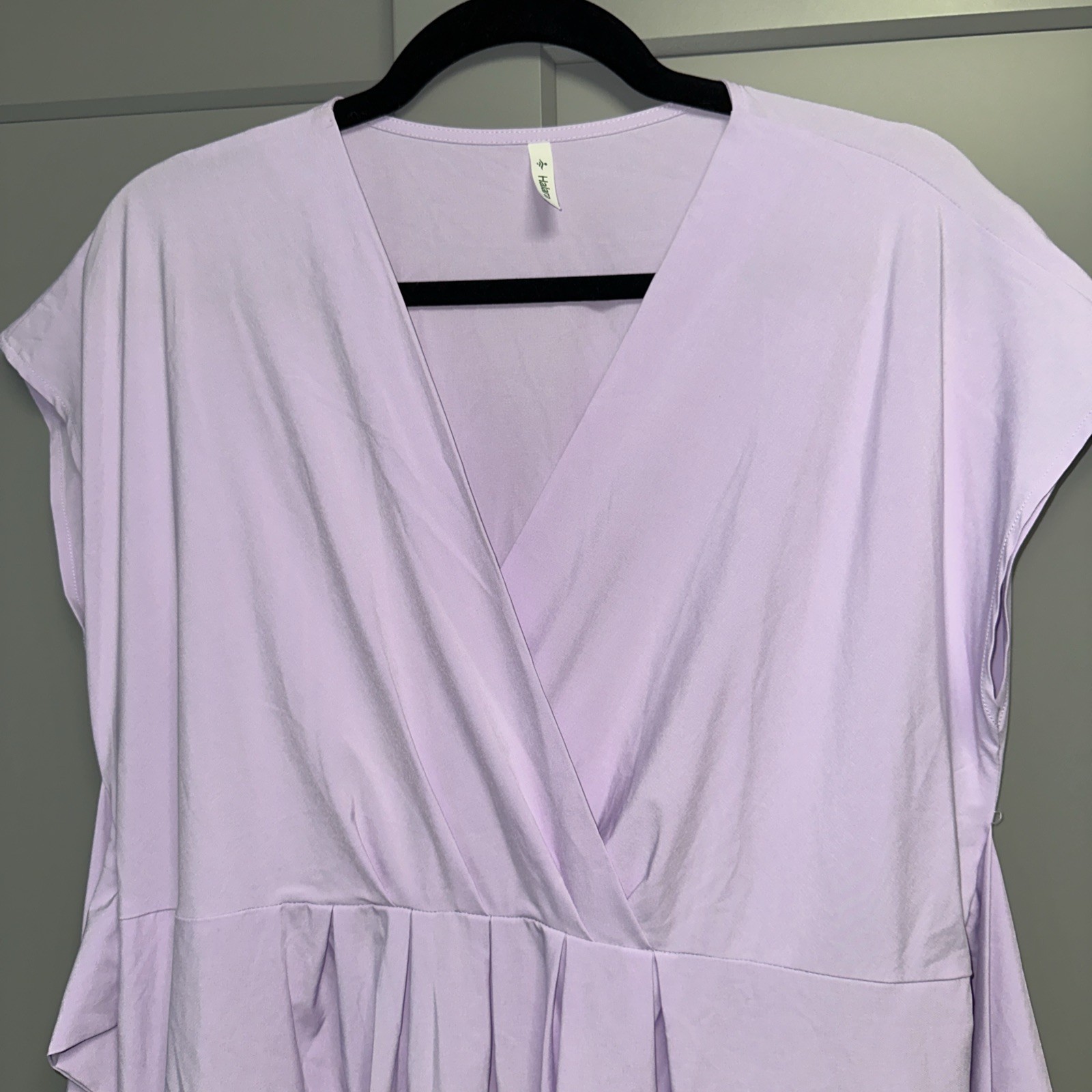 Halara Breezeful Wrap Front Stretch Midi Dress Womens Size L. Lavender