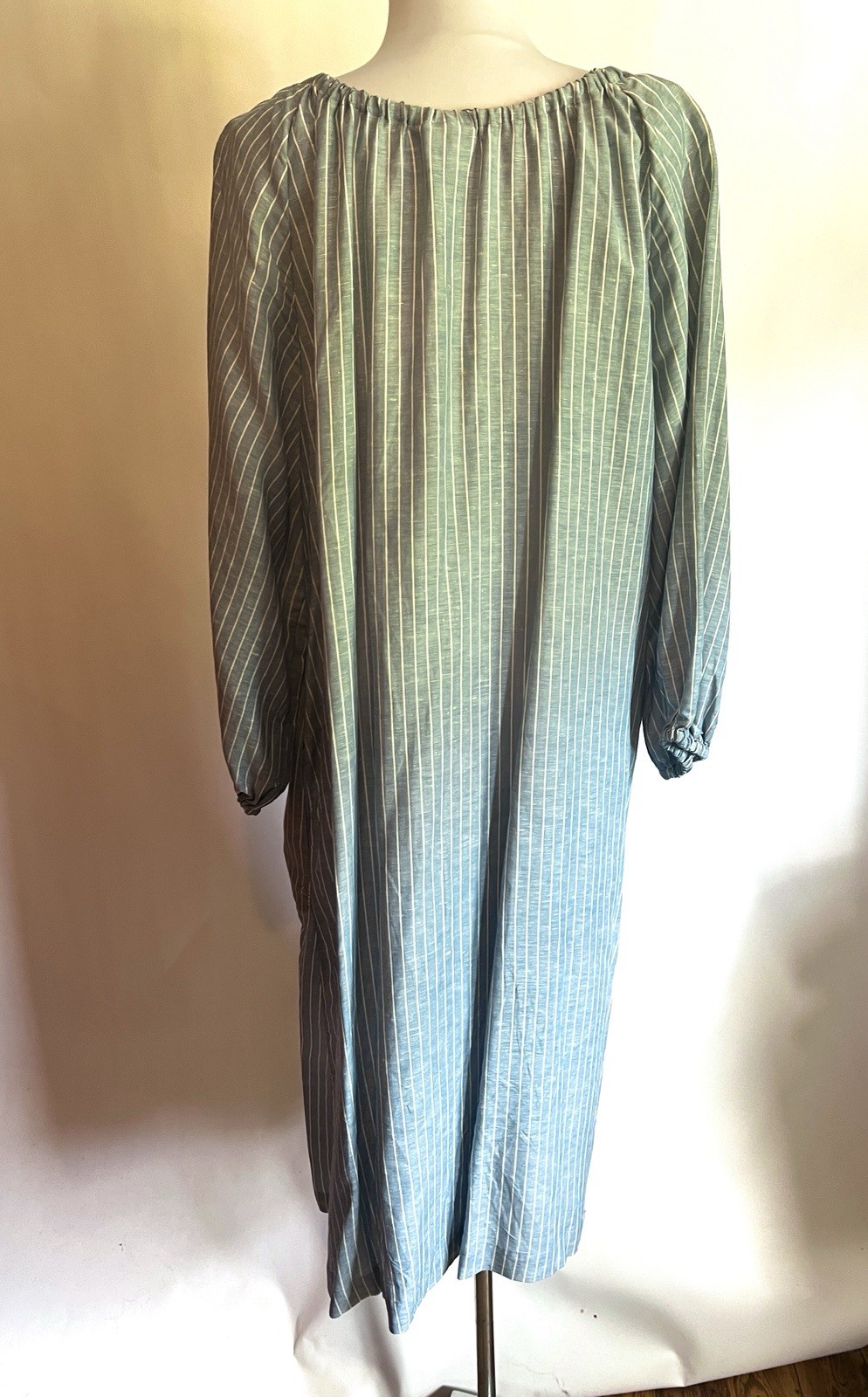 JW Anderson X Uniqlo Blue What Pinstriped Smock Dress Pockets Size Large