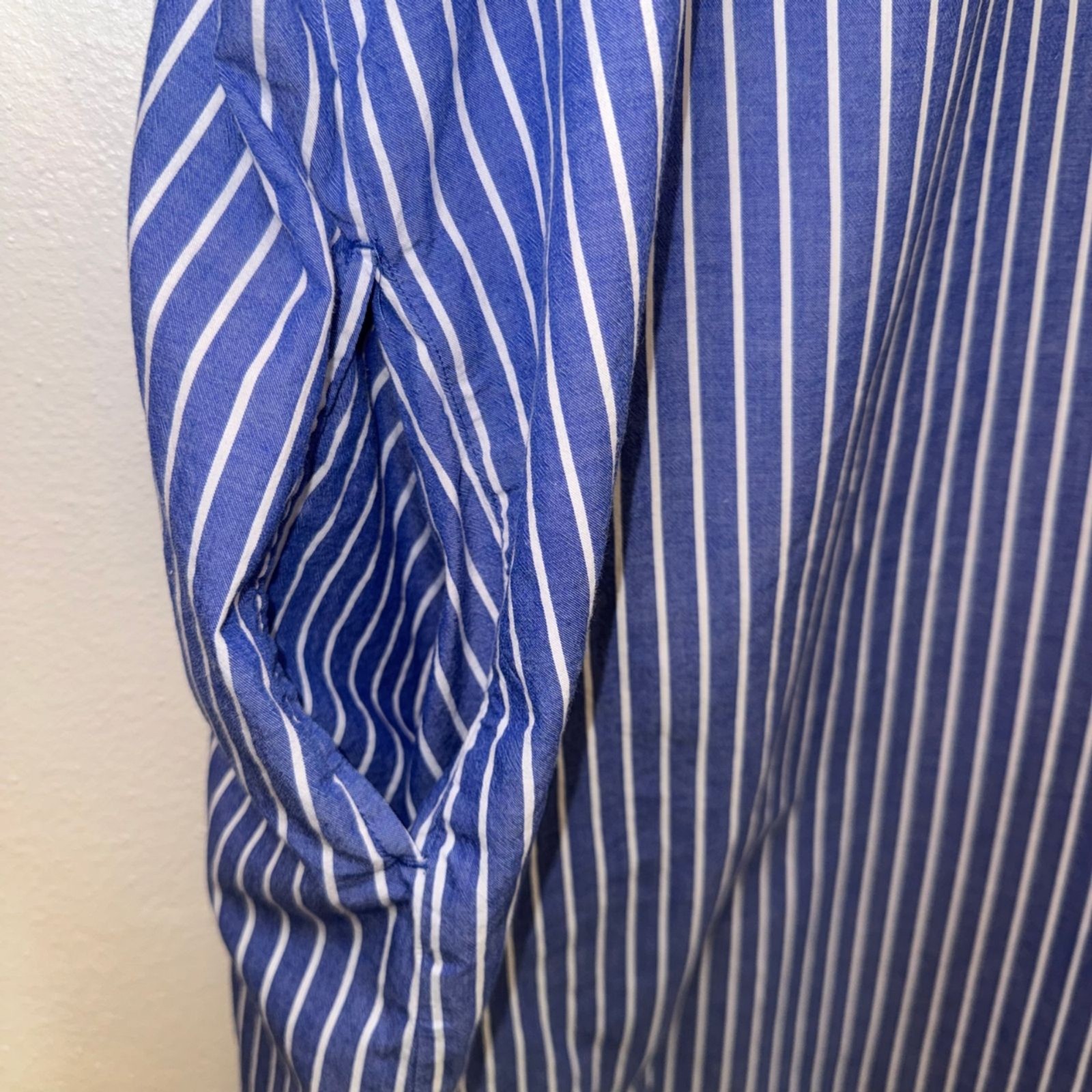 Old Navy Short-Sleeve Shirt Dress XXL Blue White Stripe 100% Cotton 796141