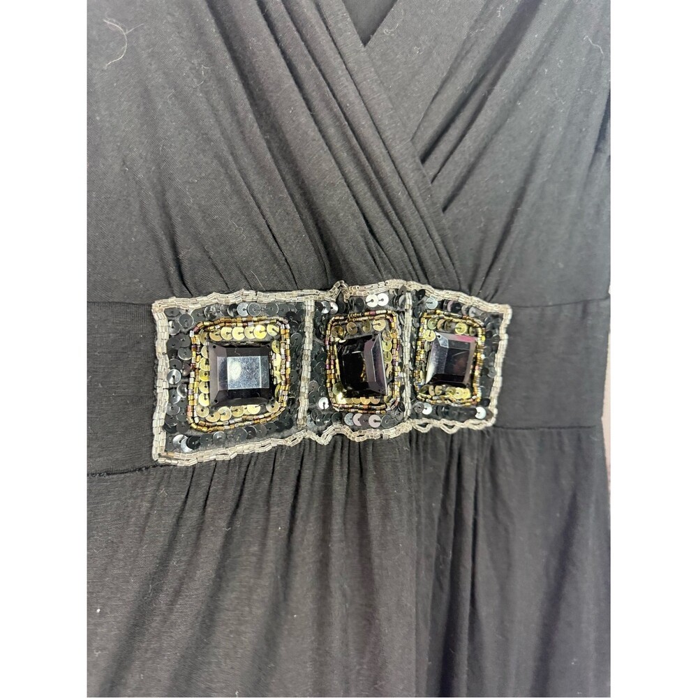 Valleygirl dress Black Long Sleeve V-Neck Dress with Embellished Waist Buckle