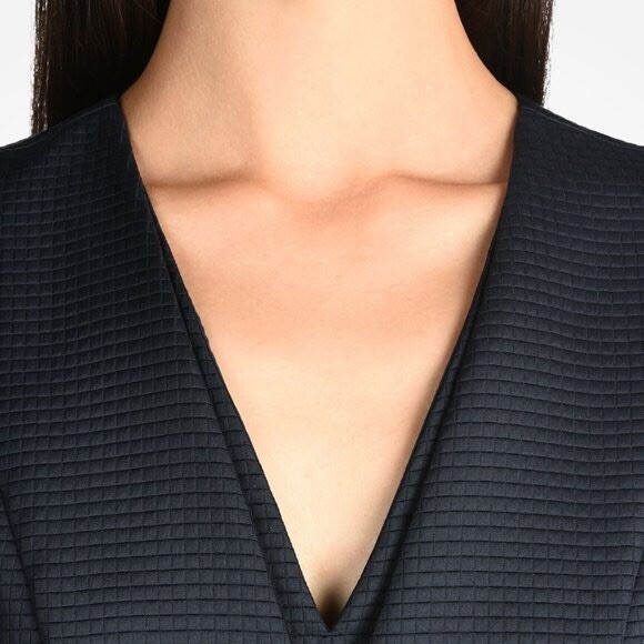 A|X Armani Exchange Women’s V-Neck Textured Fit and Flare Sleeveless Dress Blue