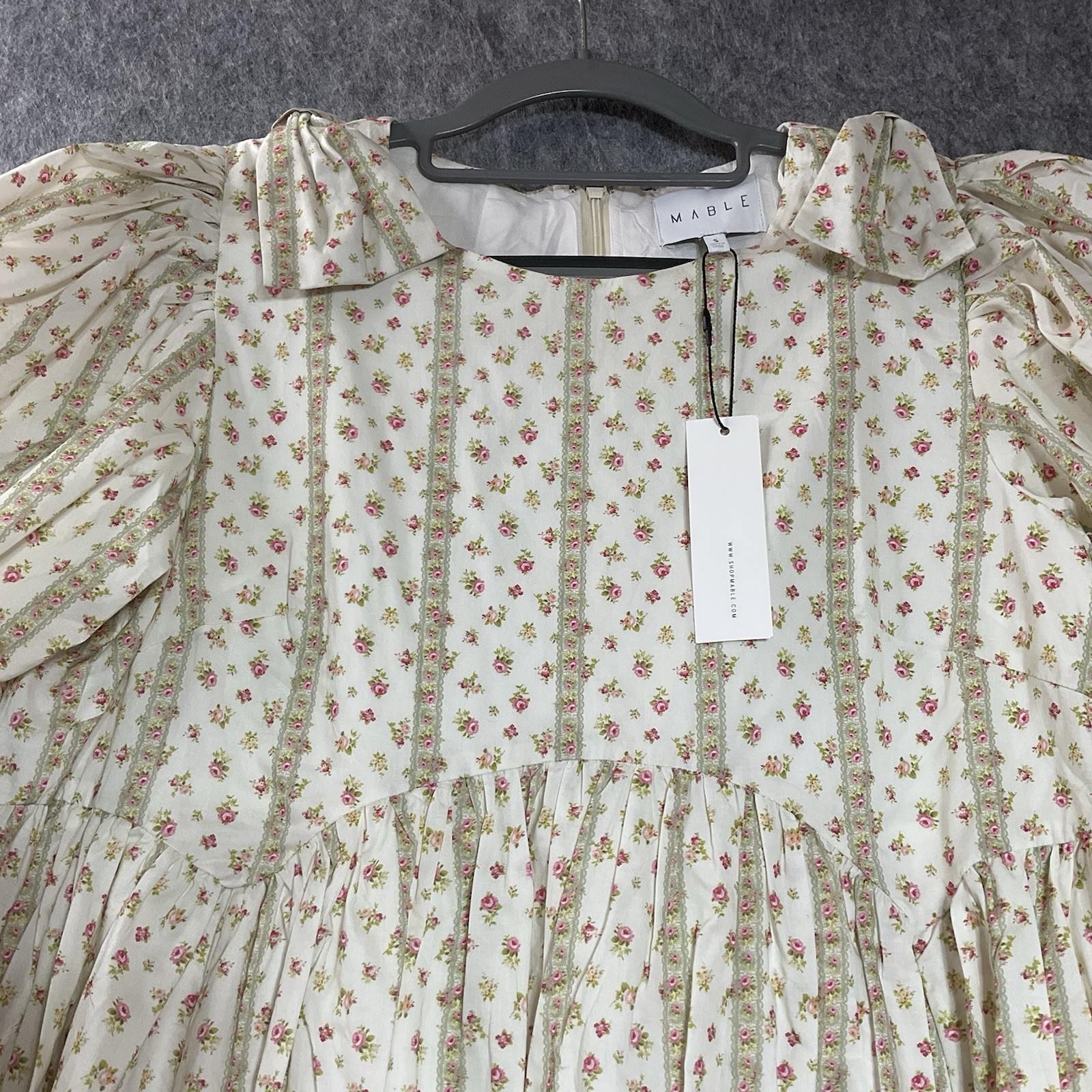 MABLE Dress Womens Small Cream Floral Mini Cottage Prairie Boho Festival New