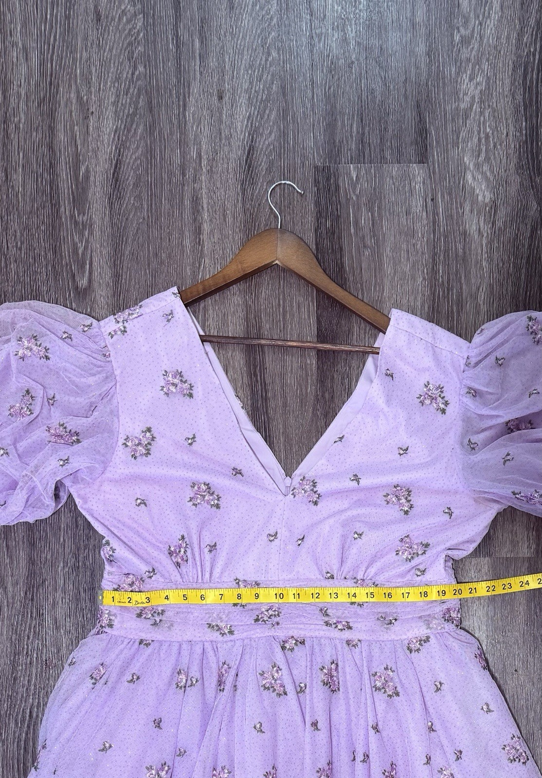 JESSAKAE Purple Rosaría Dress Floral Embroidered V-Neck Midi Dress 1X plus size