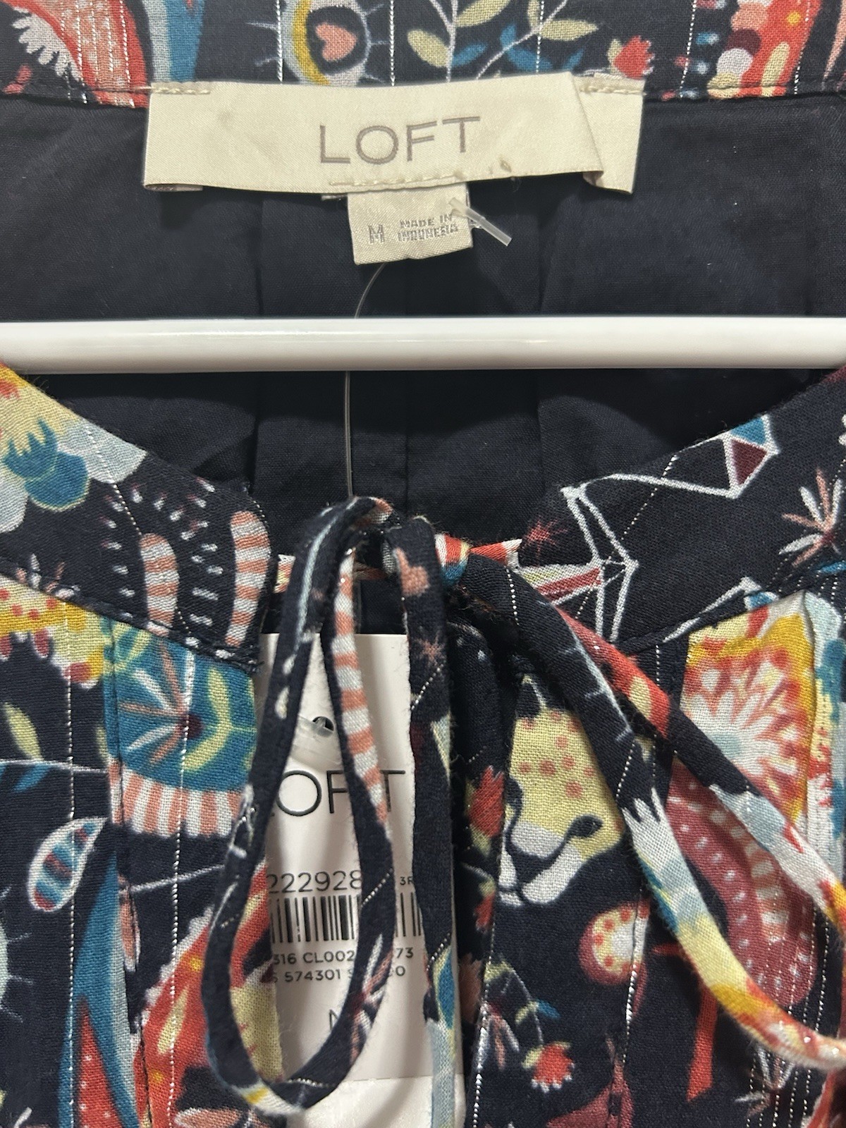 LOFT Shimmer Paisley Tie Neck Midi Dress size Medium NWT