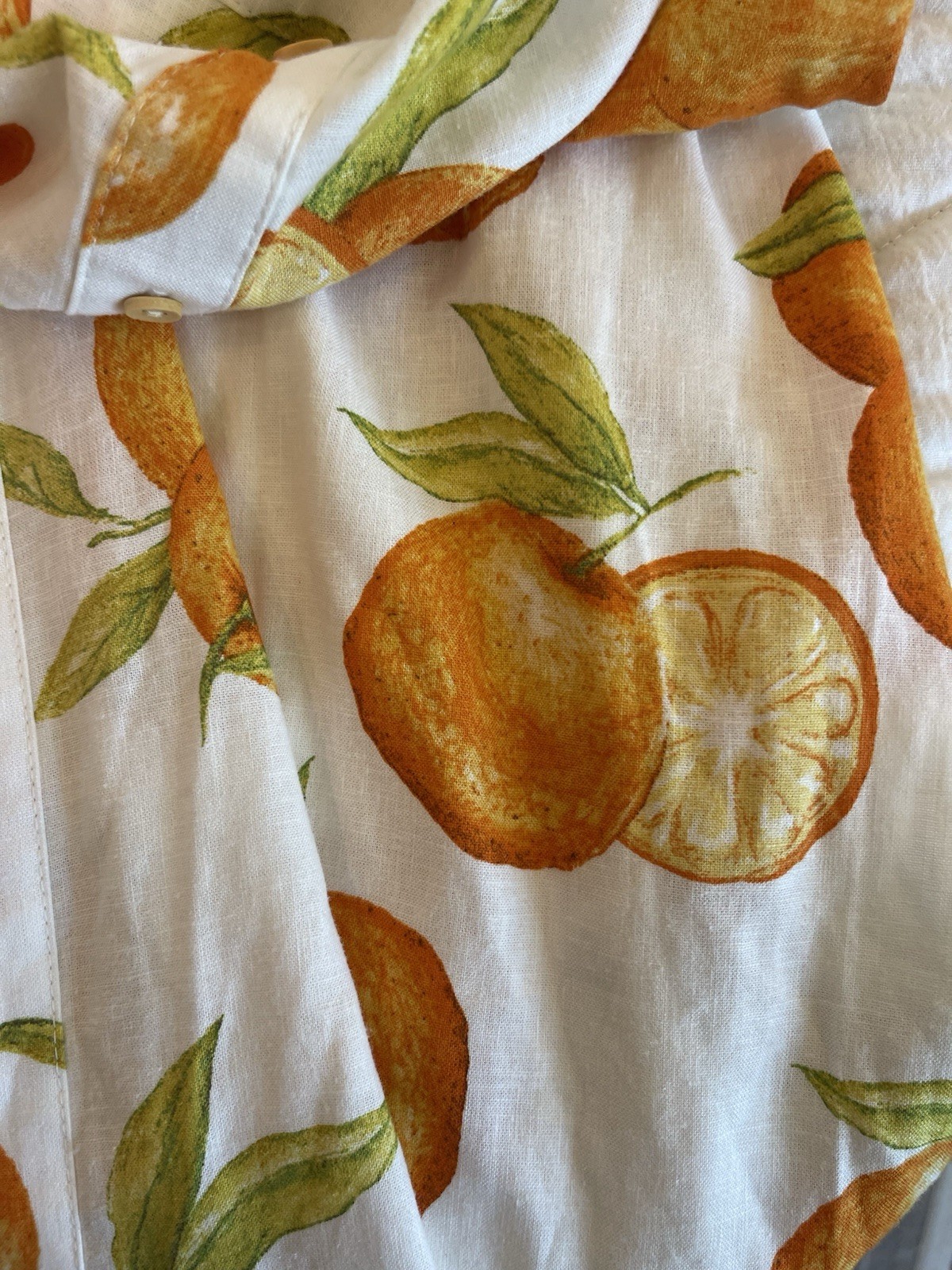 Zara Linen Blend Orange Citrus Print Halter Midi Dress Coastal Euro Summer M NWT