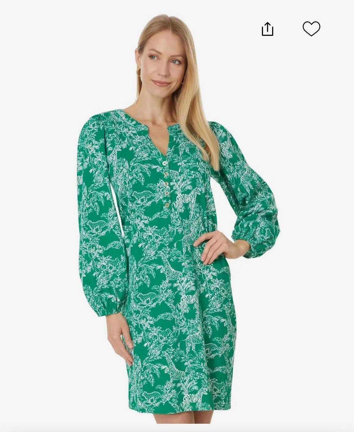 Lilly Pulitzer Emery Fiddle Leaf Safari Party Dress Size XXL Green