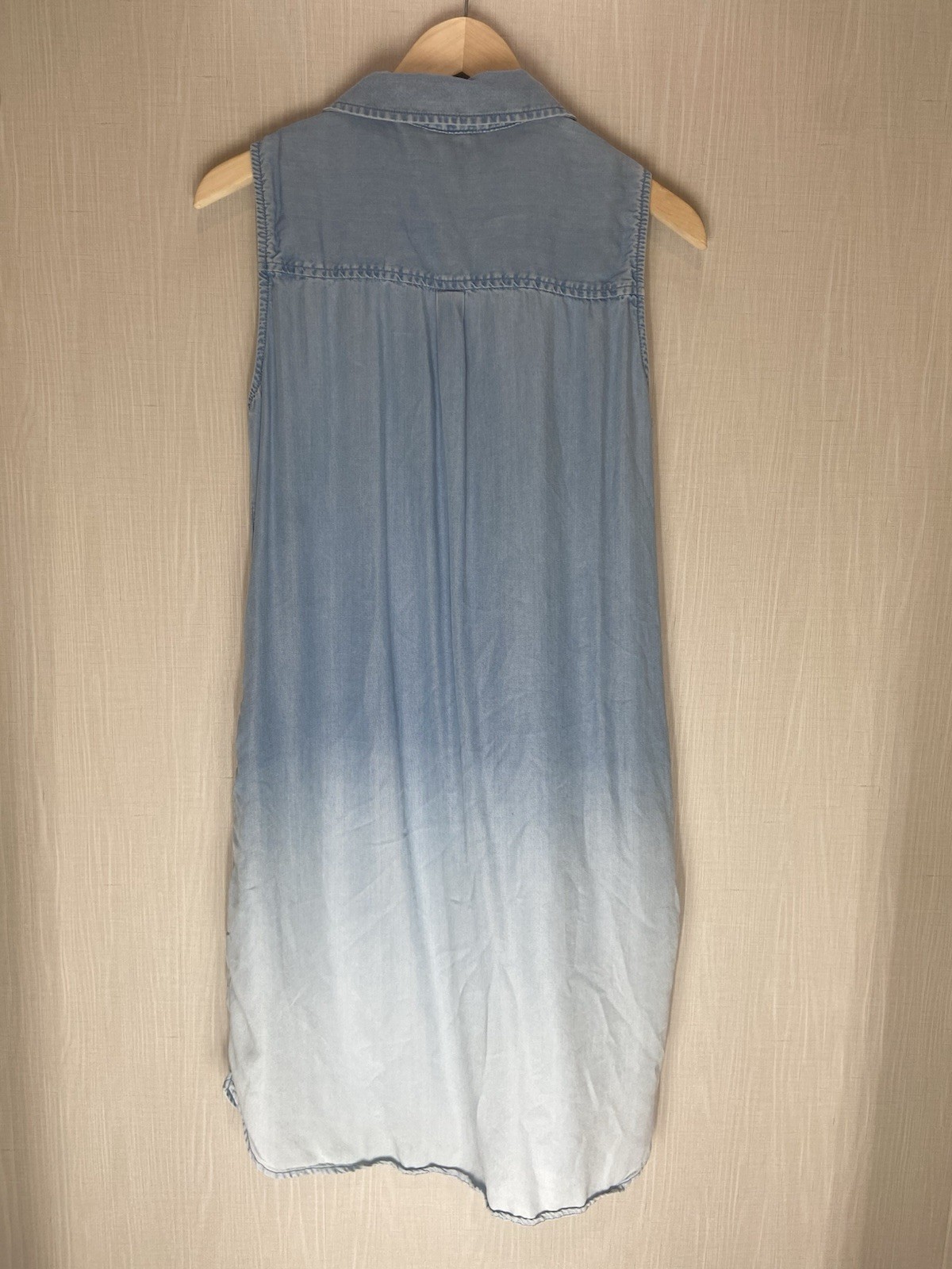 Beachlunchlounge Womens M Blue Ombre Sleeveless Lyocell Shirt Dress Pockets