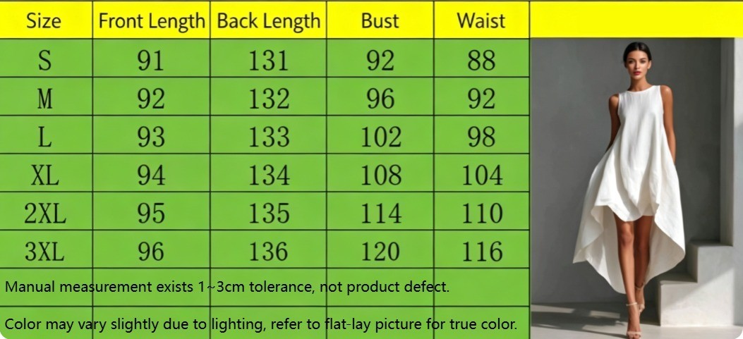 Women Sleeveless High Low Hem Loose Vacation Swing Sundress