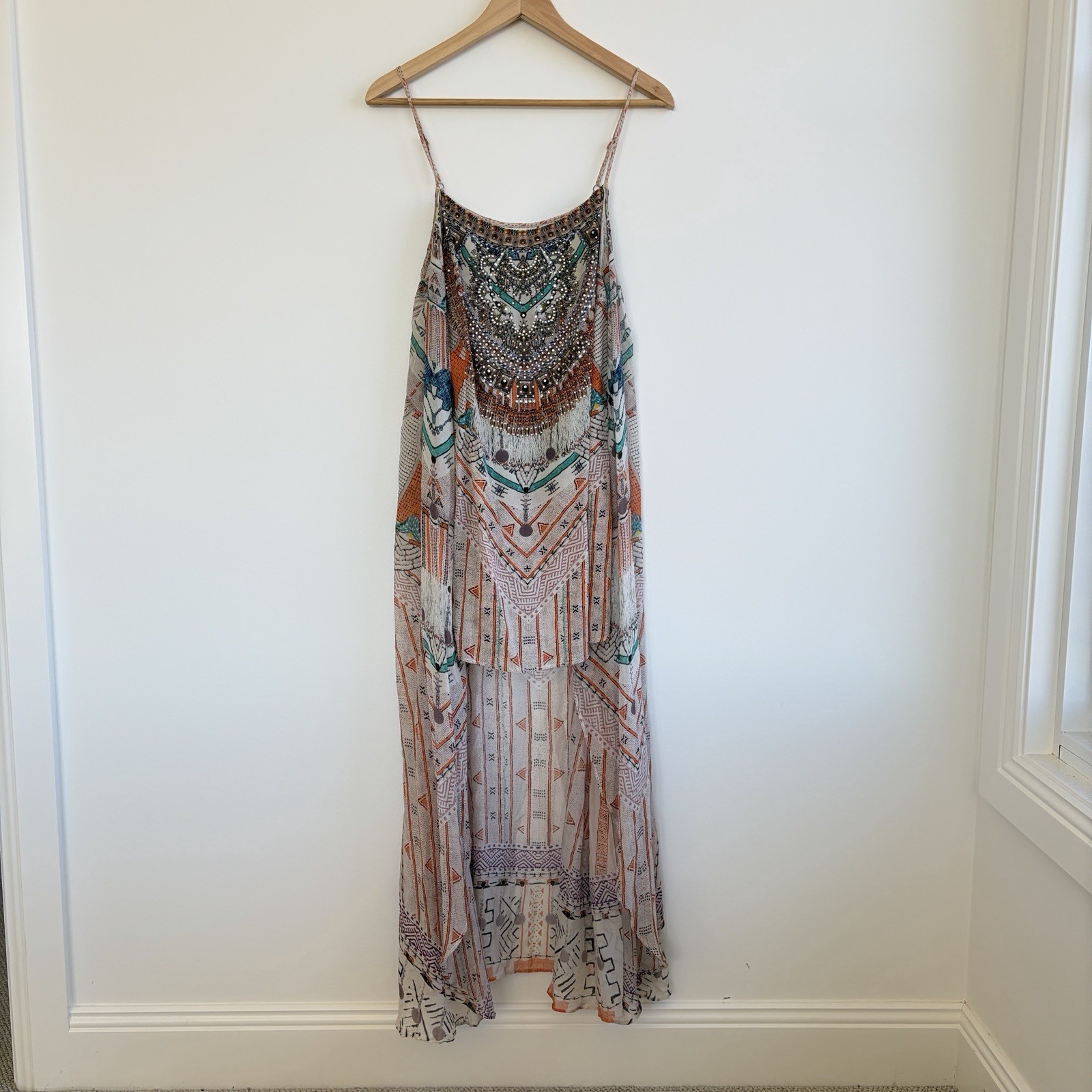 Camilla Dress Desert Rose Size Medium M Silk Overlay High Low Resortwear Flowy