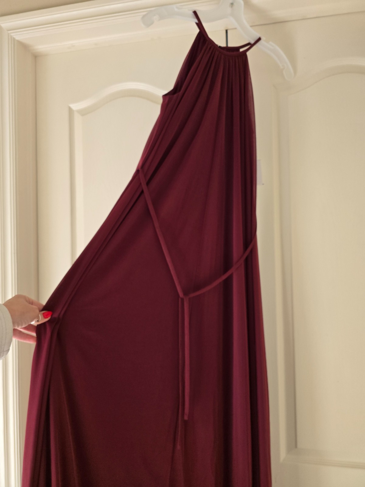 David’s Bridal – Lot of 2 Gowns: Soft Mesh Halter Dress Wine Size 0 – NWT