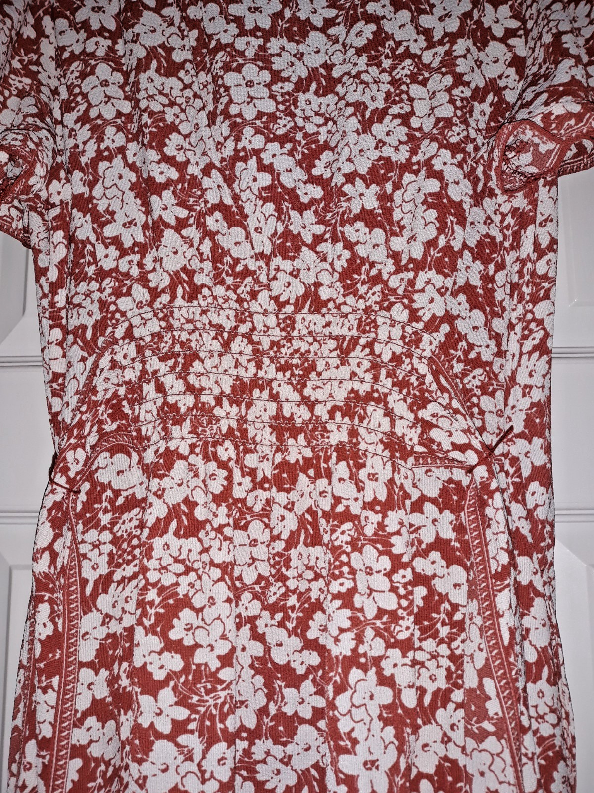 Stunning MAX STUDIO Red Floral Print Maxi Dress with Single Flounce Hemline M