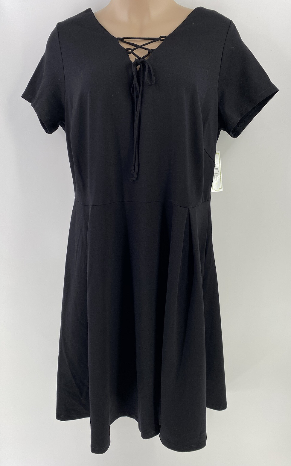 Soul Harmony Energy Black Dress Womens 2X Cross Cross Neck Short Sleeve