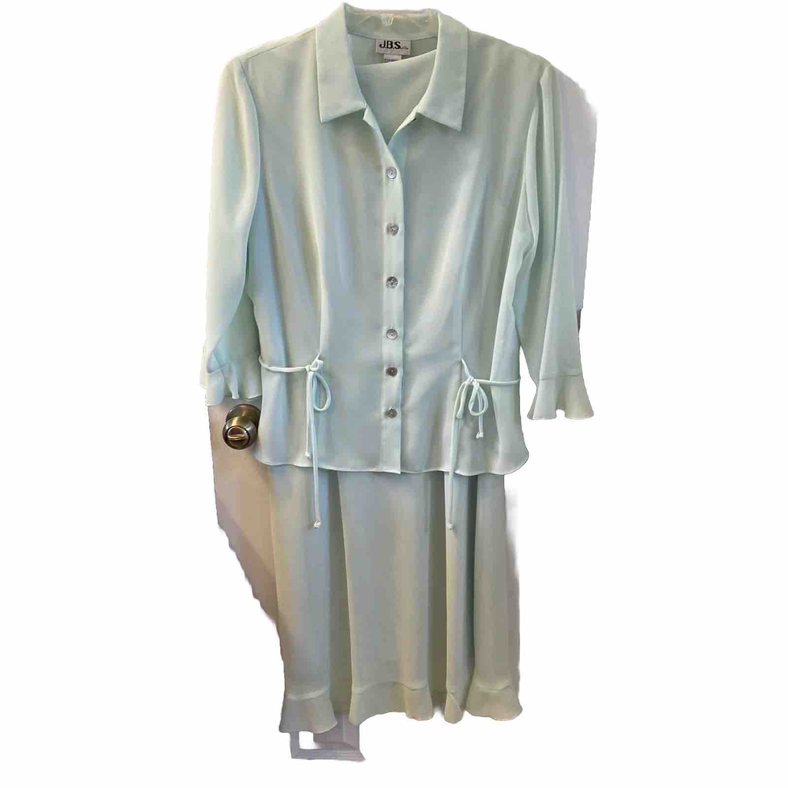 JBS Vintage Lime Green Dress 14 W 100% Polyester Dry Clean Only