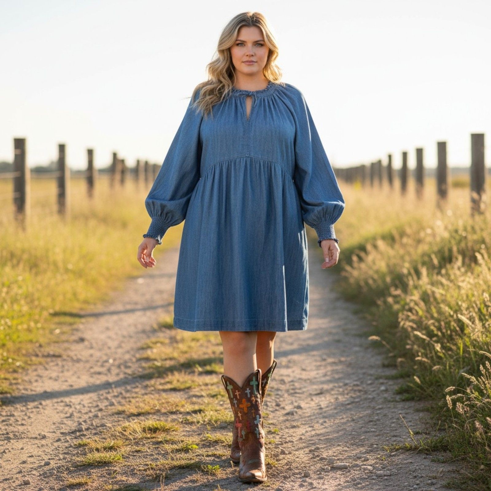 OLD NAVY Puff-Sleeve Non-Stretch Jean Mini Poet Swing Dress, NWT! Size 3XL