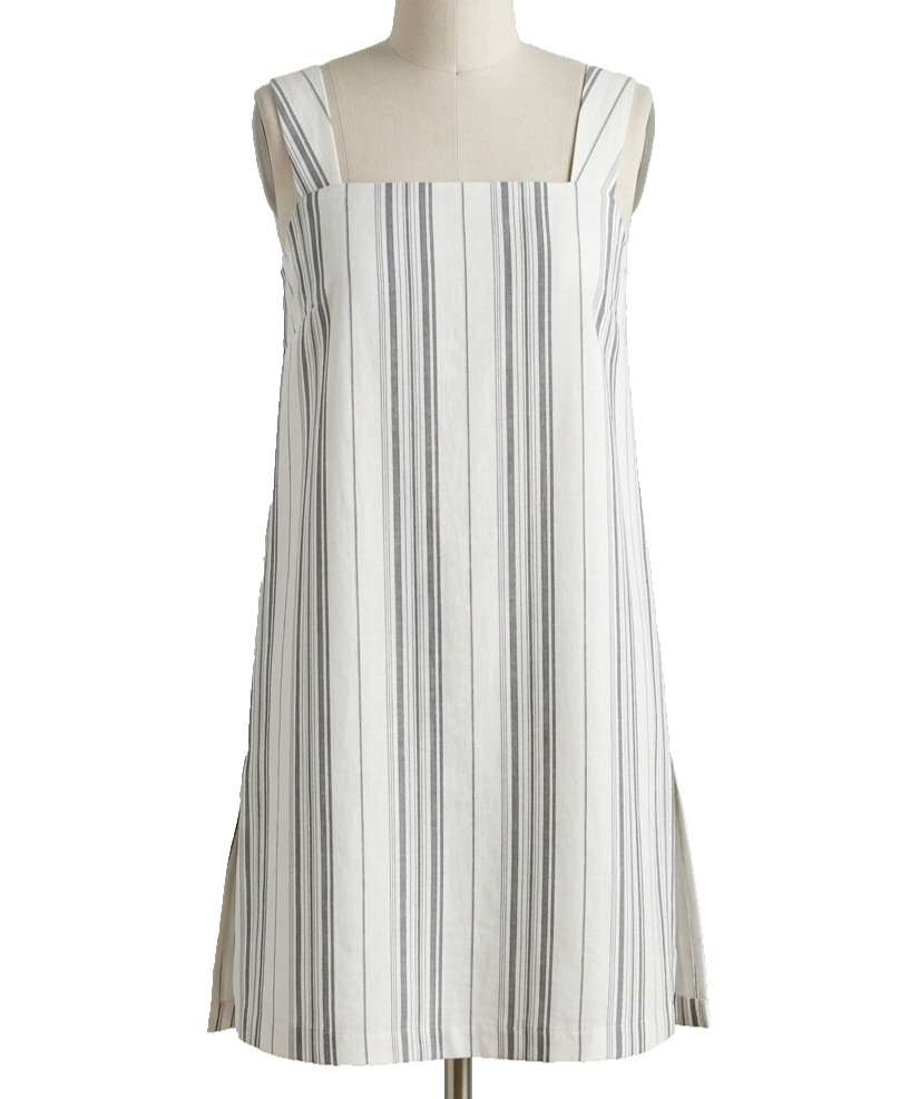 Prologue Women XS Tunic Shift Dress White Gray Striped Square Neck Casual New