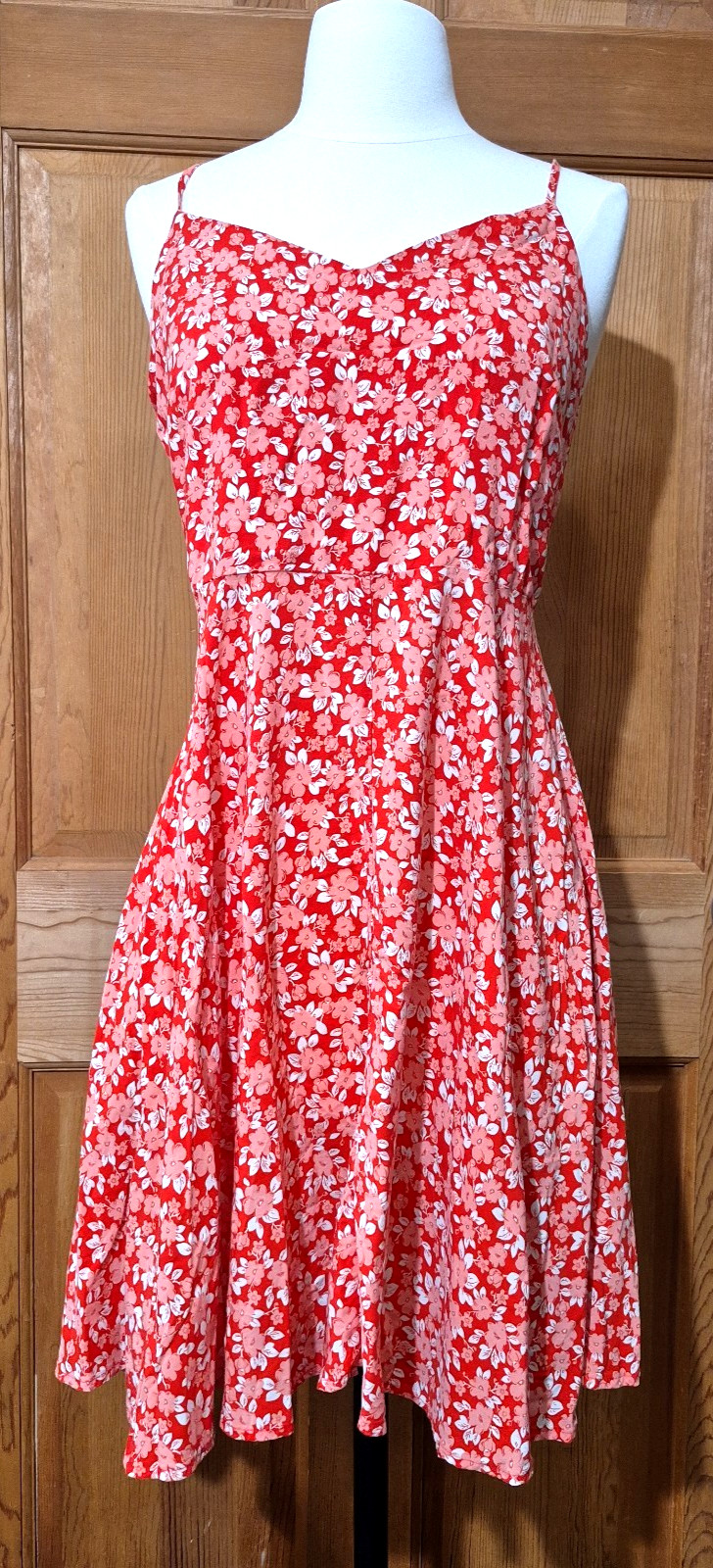 Gap Floral Sundress Women’s Small Orange White Fit & Flare Vacation Summer Boho
