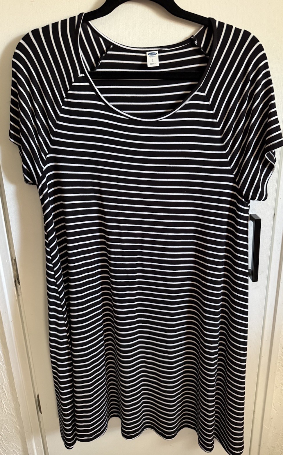 NWOT OLD NAVY STRIPE RAGLAN SLEEVE STRETCH T-SHIRT SWING DRESS SZ L LARGE