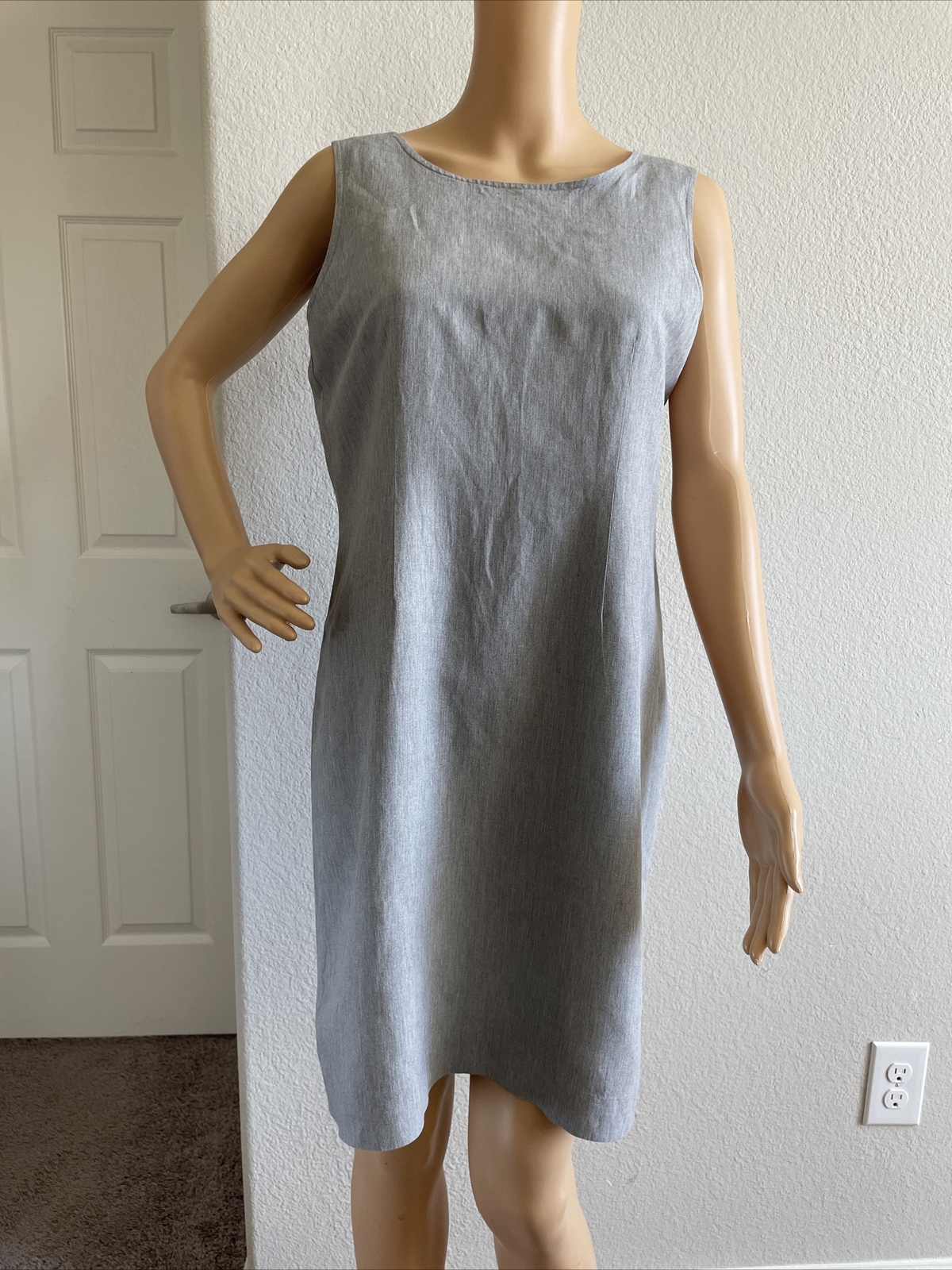 SIGRID OLSEN Rayon Linen 70/30 Sleeveless Career Dress Grey size 10 EUC