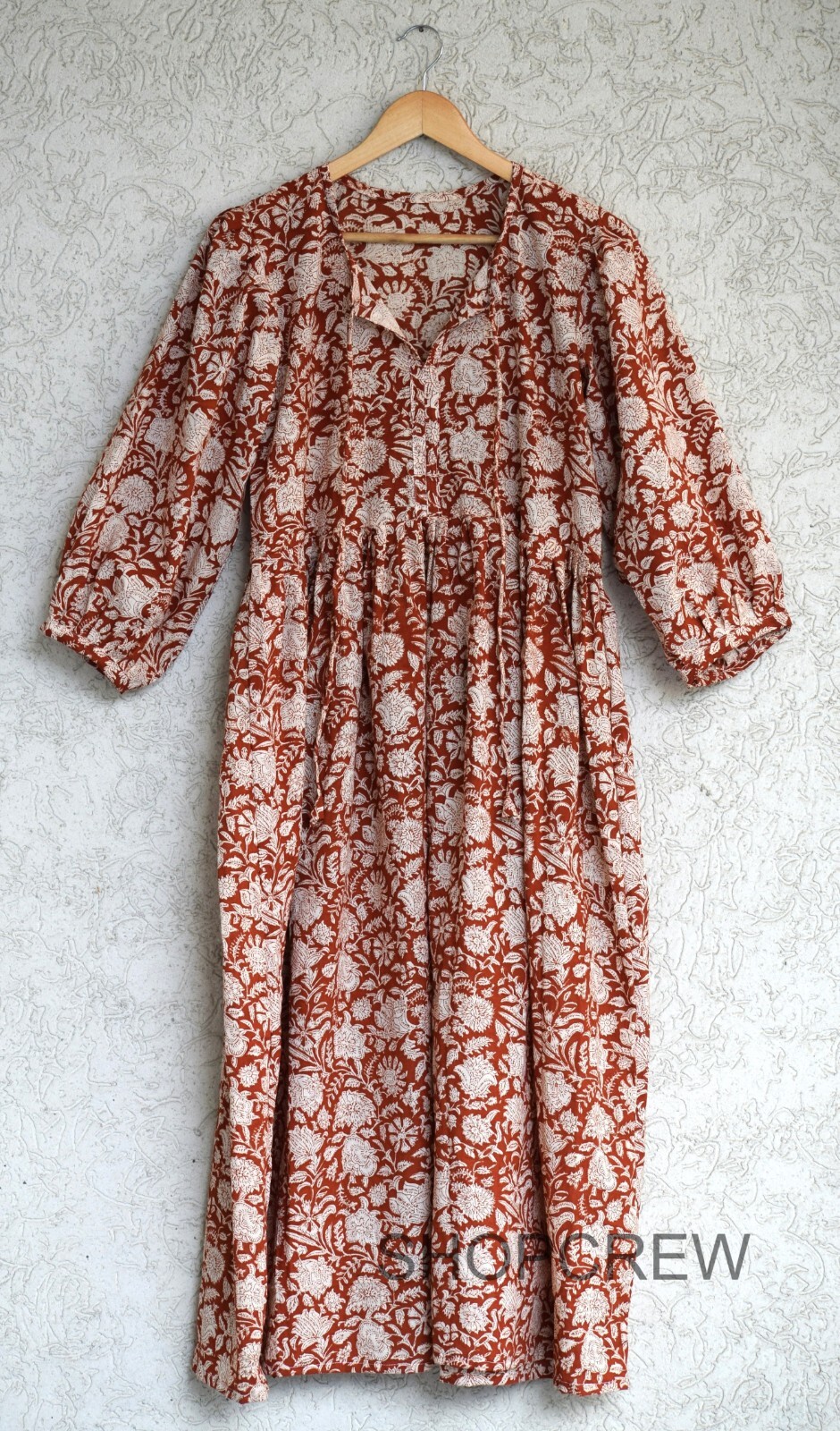 Floral Hand Block Printed Boho Cotton Kyra Midi Summer Dresses for Women/Girls