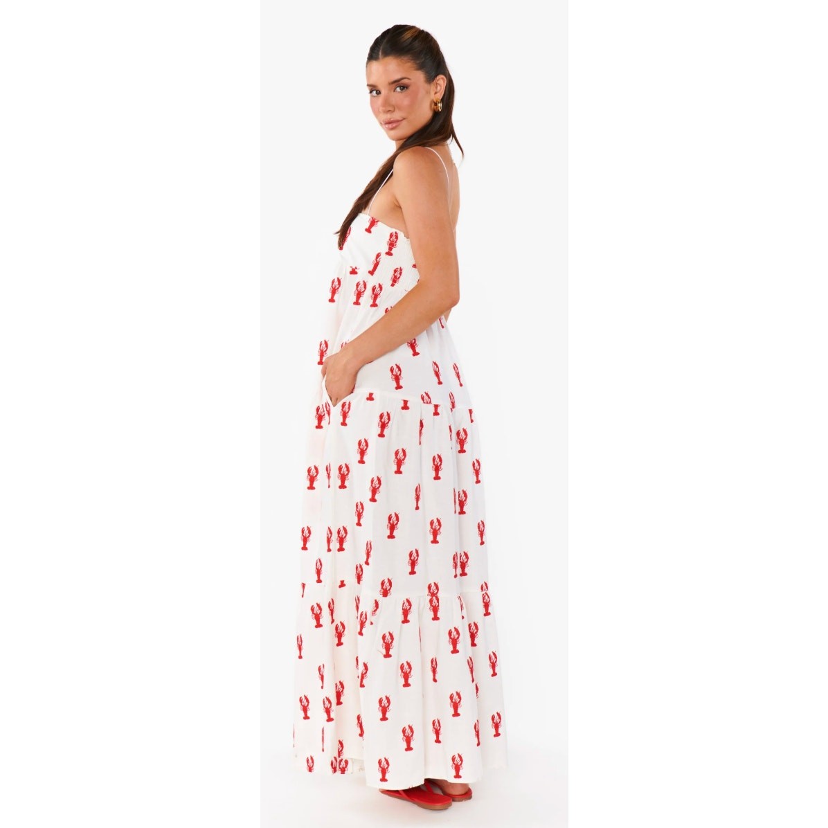 SHOW ME YOUR MUMU Long Weekend Maxi Dress in Lobster Embroidery Size Women’s XXL