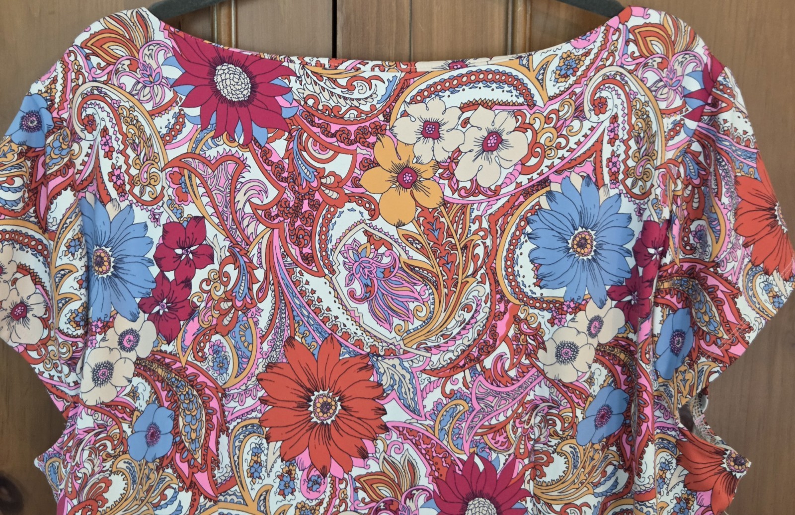 Talbots Womens Pink Island Paisley Floral Tie Detail Jersey Sheath Dress 2X