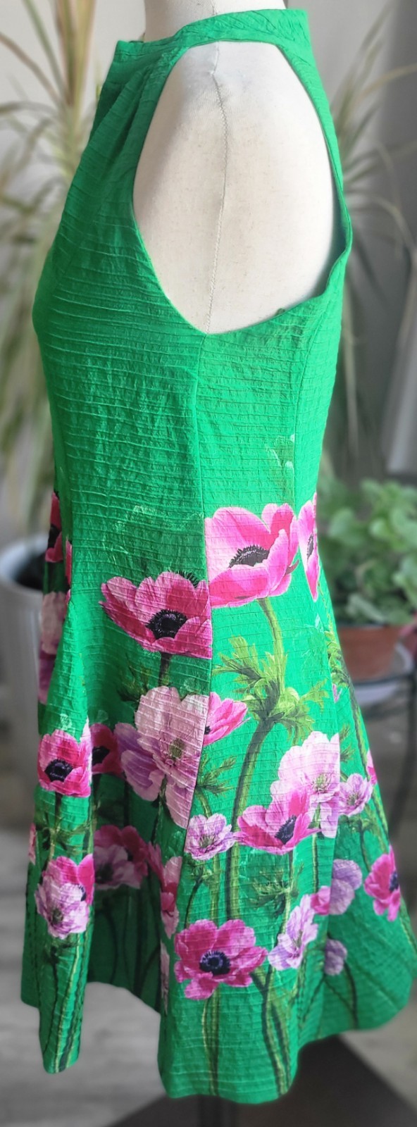 Violet Weekend Floral Halter Dress | Vibrant Green & Pink Mini Dress | NWOT S