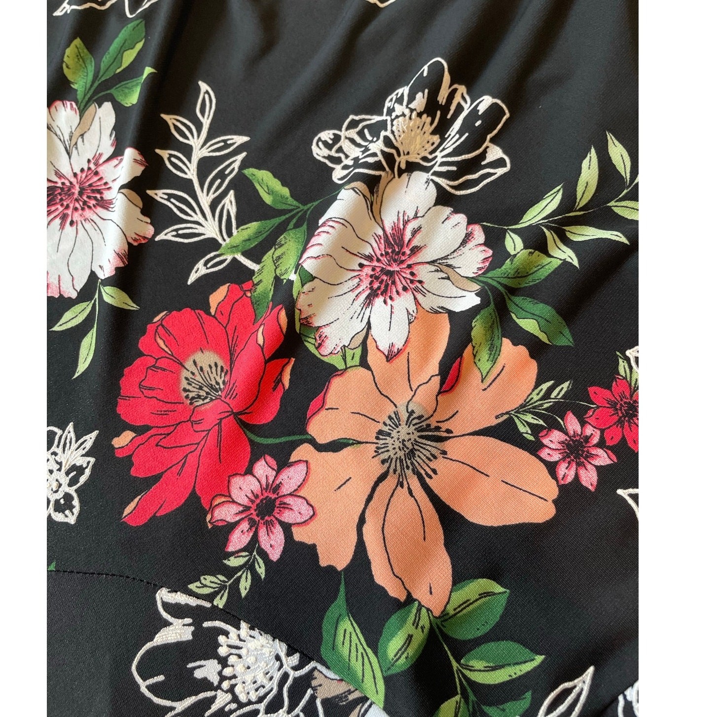 Signature by Robbie Bee Midi Dress Sz M Dark Floral Cowl Neck Sleeveless Career