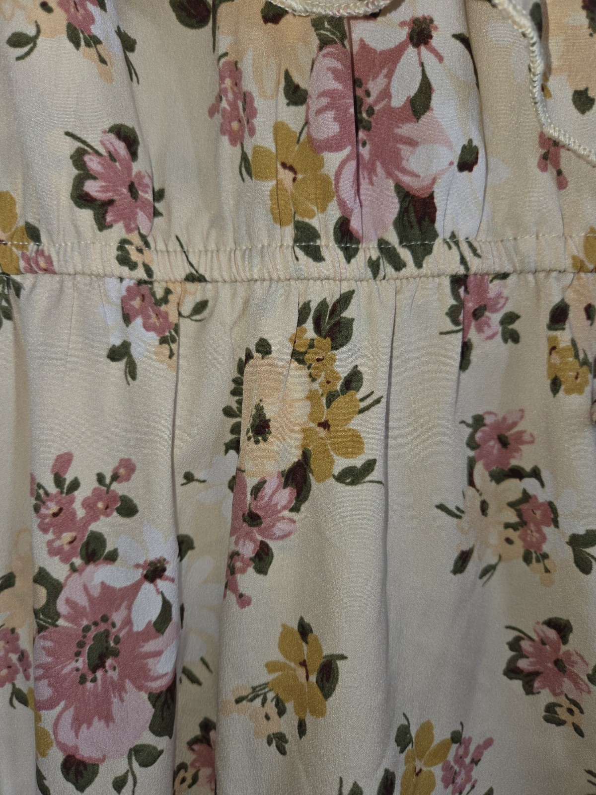 Blush Beige Floral Chiffon Cold Shoulder V-Neck Ruffle Maxi Dress Size xl