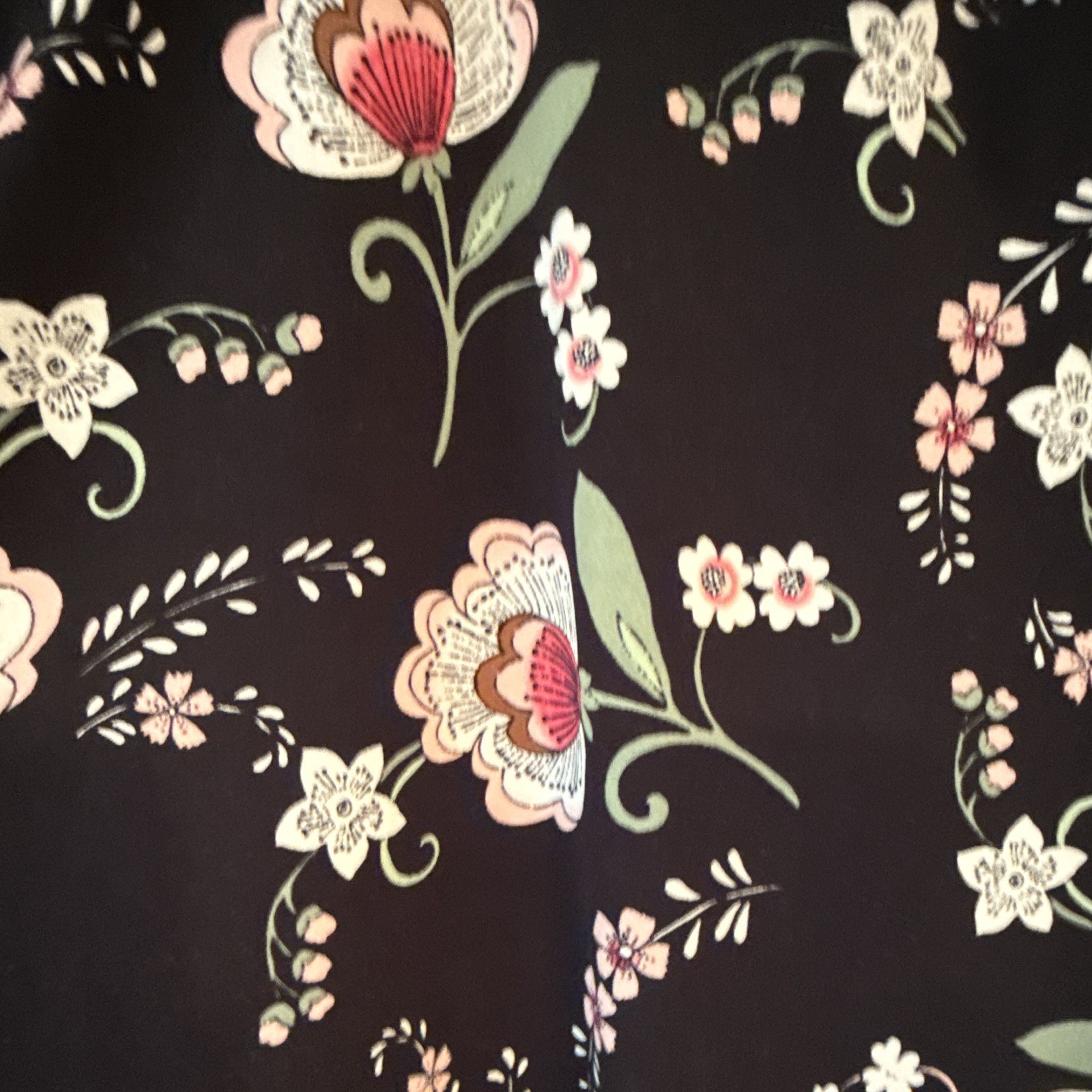 Kaari Blue Women’s Shift Dress S V-Neck 3/4 Sleeve Floral Black Short